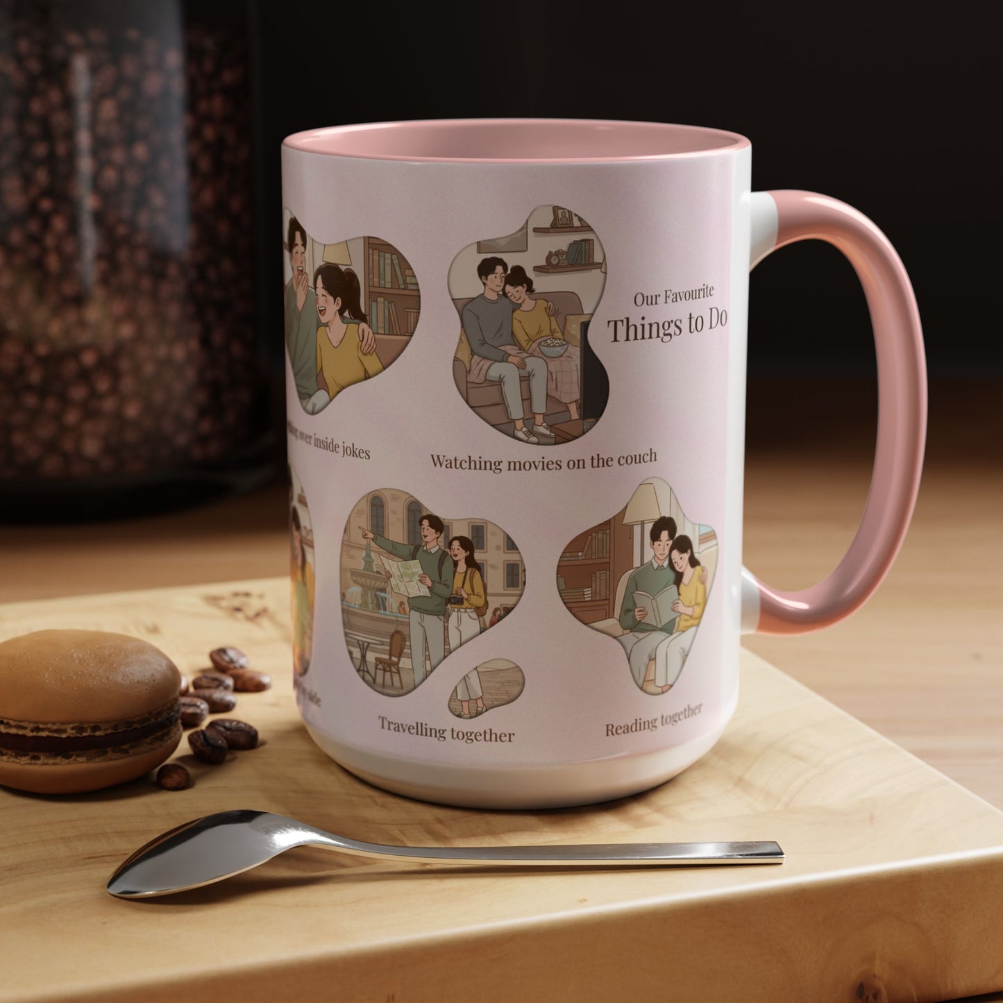 Our Favorite Things to Do Valentine’s Mug – Cozy Couples Illustrated Accent Coffee Mug - 14703