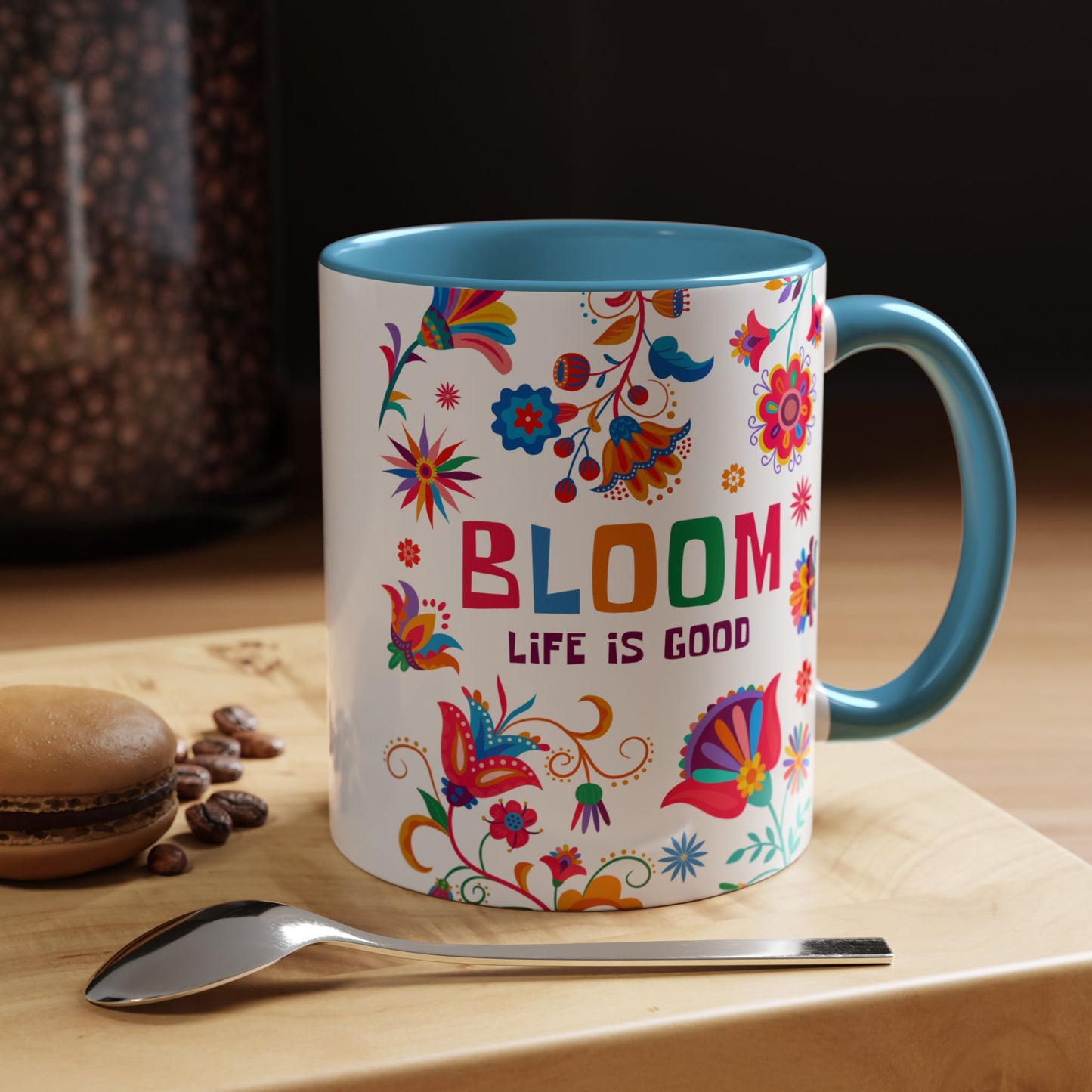 Colorful Floral Accent Coffee Mug - Bloom Life is Good - 14082
