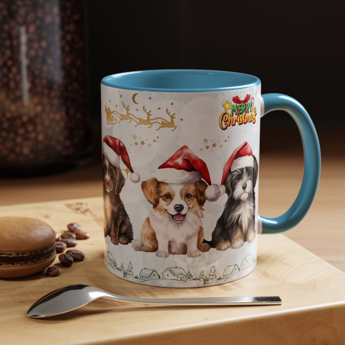 Merry Christmas, Puppies - Accent Coffee Mug (11, 15oz)