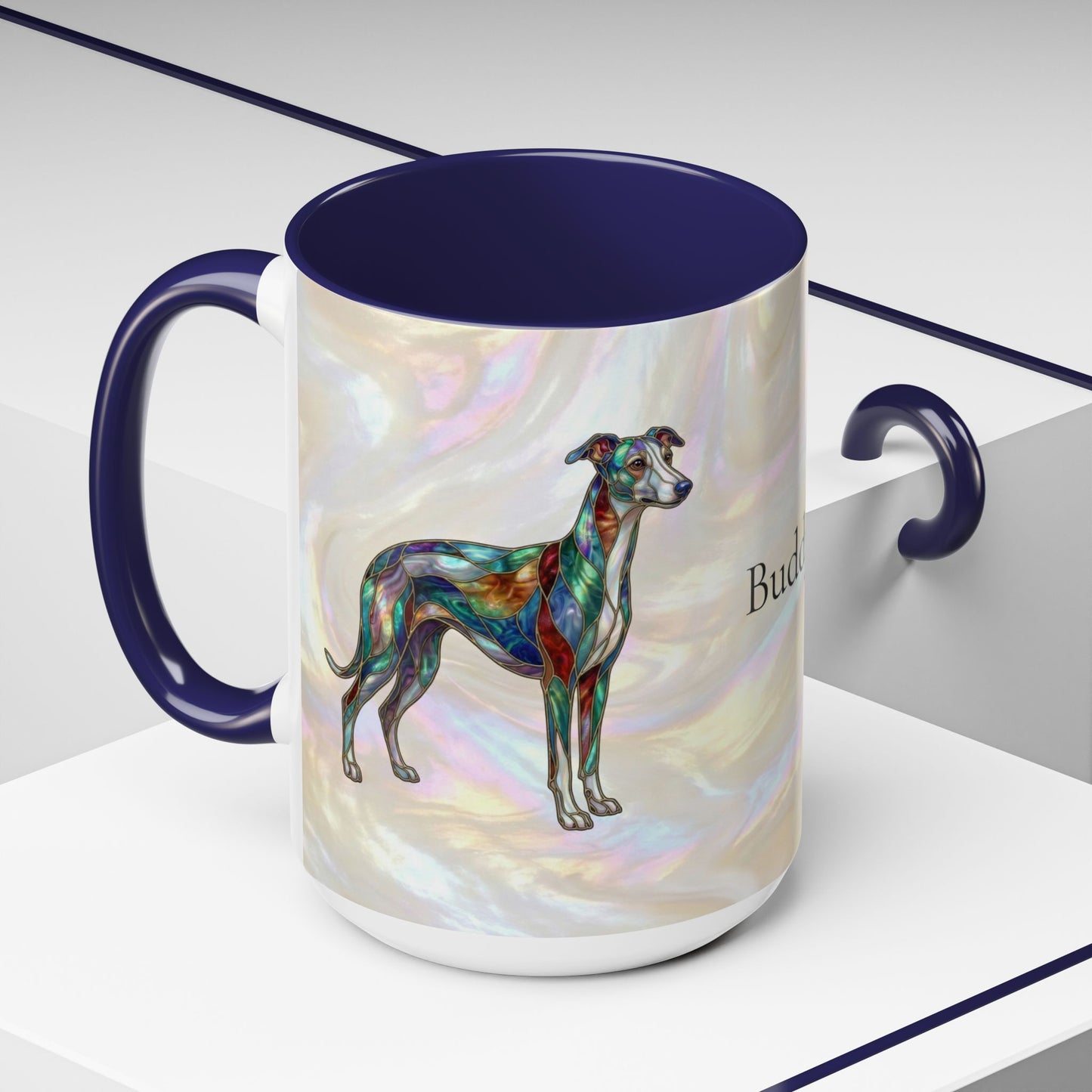 Whippet Accent Coffee Mug – Stained Glass Design 11/15oz - 14652