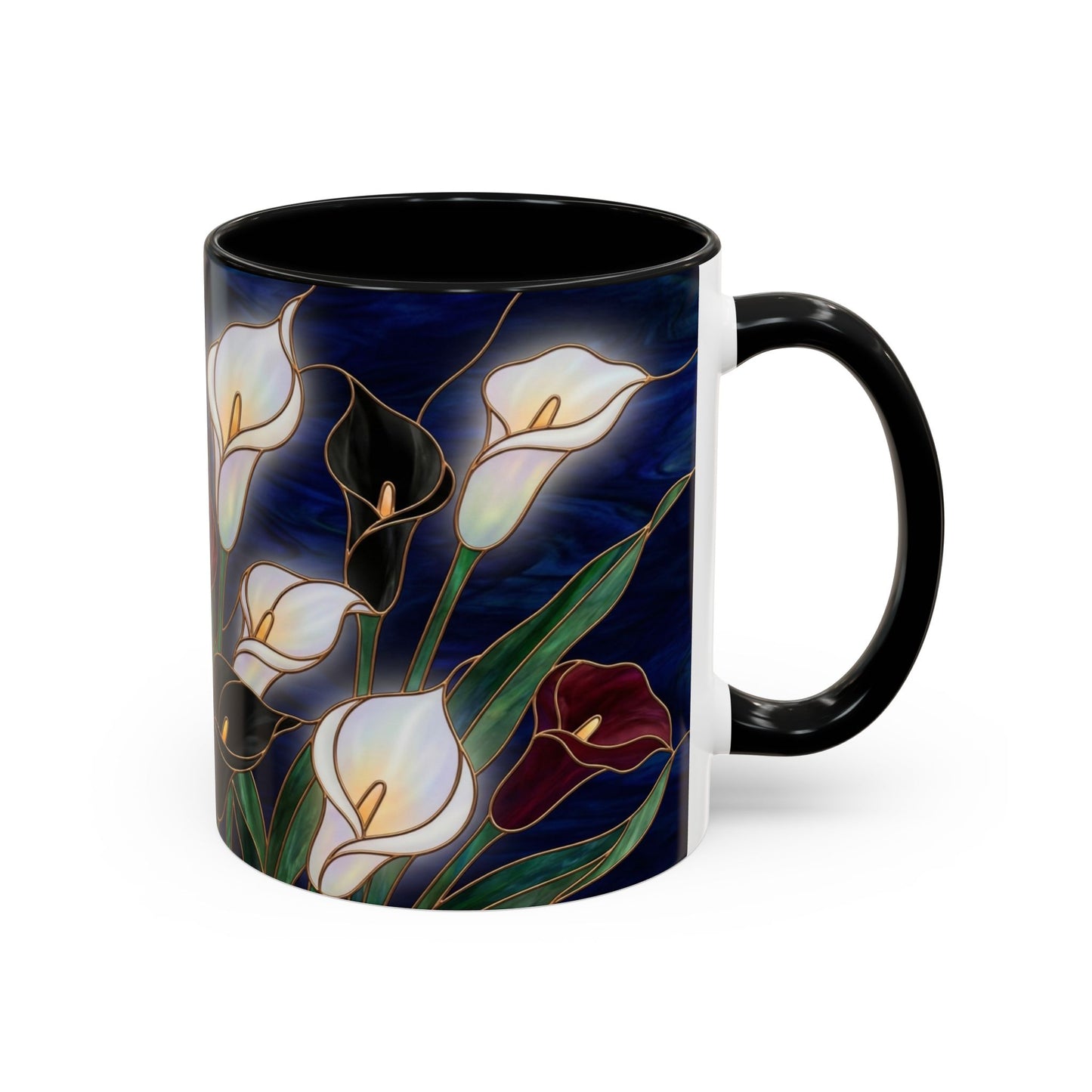 Calla Lily Floral Coffee Mug — Stained Glass Design (11/15oz) - 14557