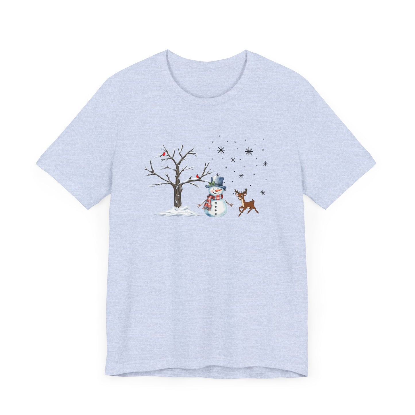 Snowman with Twinkle - Unisex Jersey Short Sleeve Tee