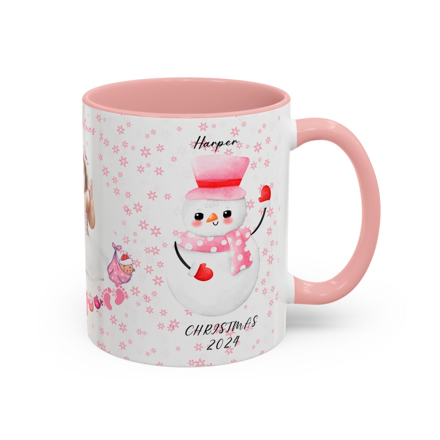 First Christmas, Baby Girl, Customizable - Accent Coffee Mug (11, 15oz) - 10001