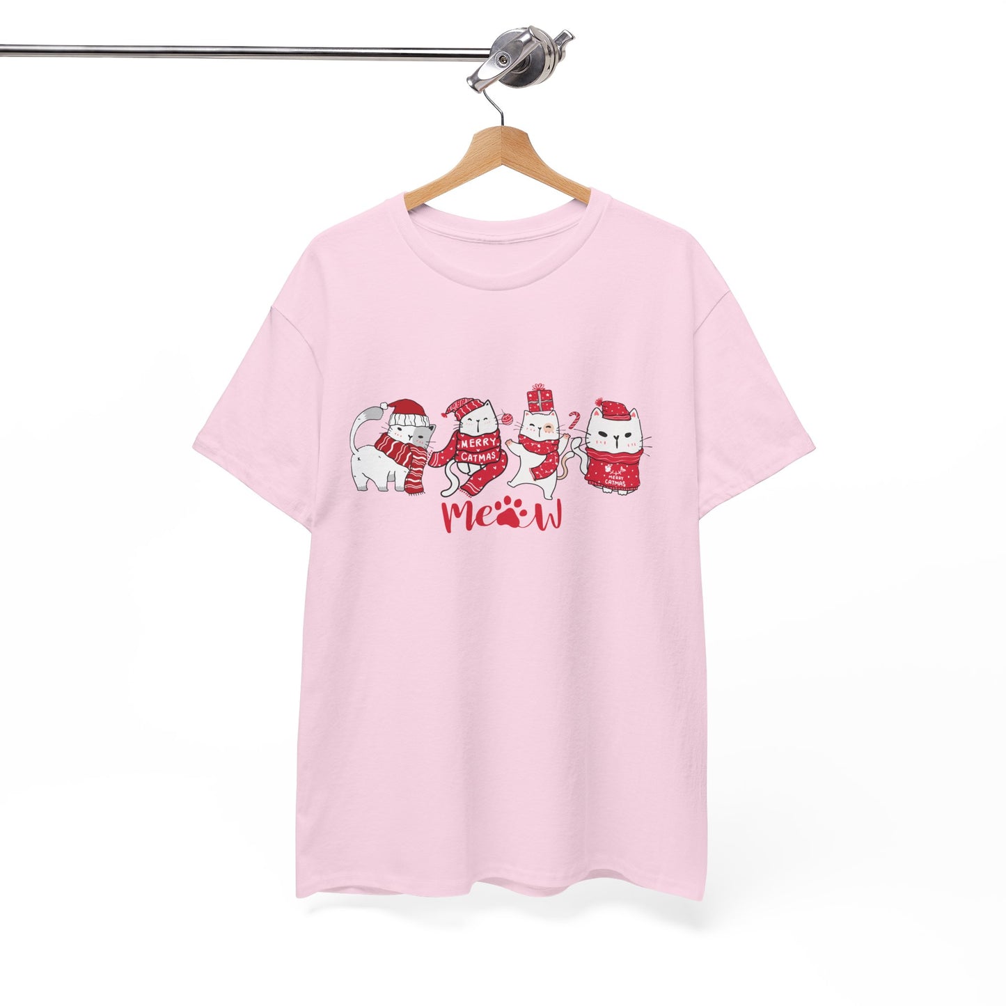 Cats, Merry Christmas - Unisex Heavy Cotton Tee - 10075