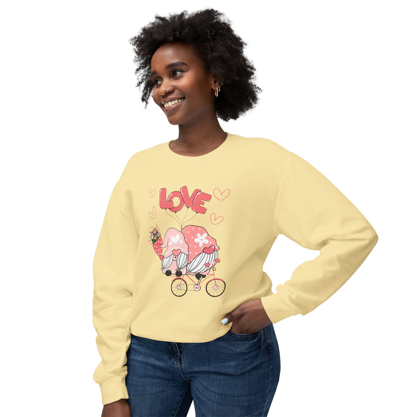 Gnome Couple, Love - Unisex Lightweight Crewneck Sweatshirt - 11027