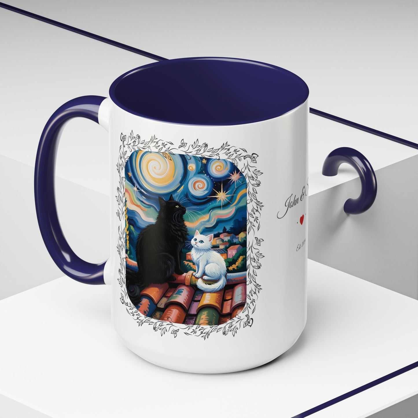 Starry Night Cats Coffee Mug – Van Gogh Inspired Cat Art | Cat Lovers Gift (11oz / 15oz) - 14758