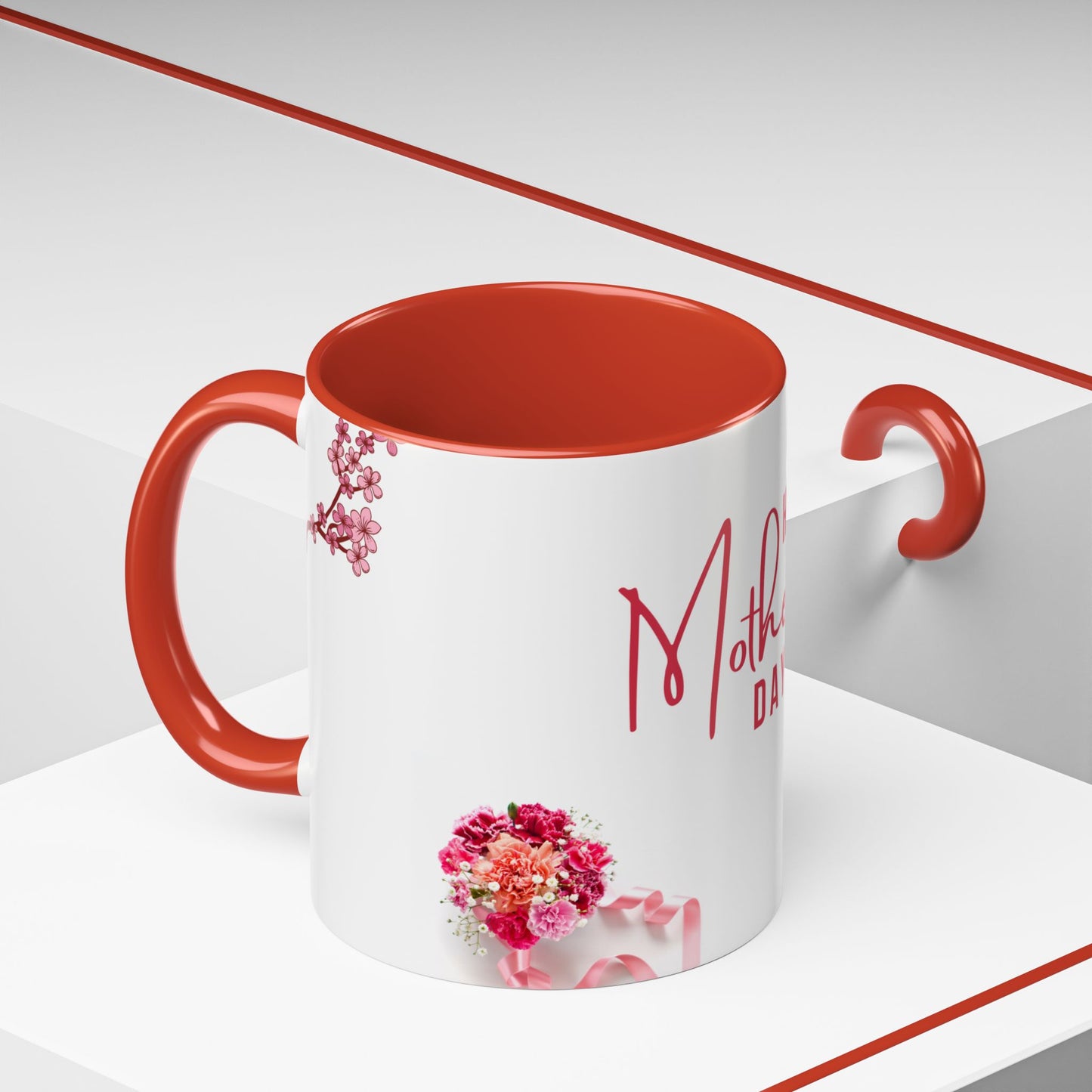 Happy Mother's Day Accent Coffee Mug - Floral Design for Moms - 11868