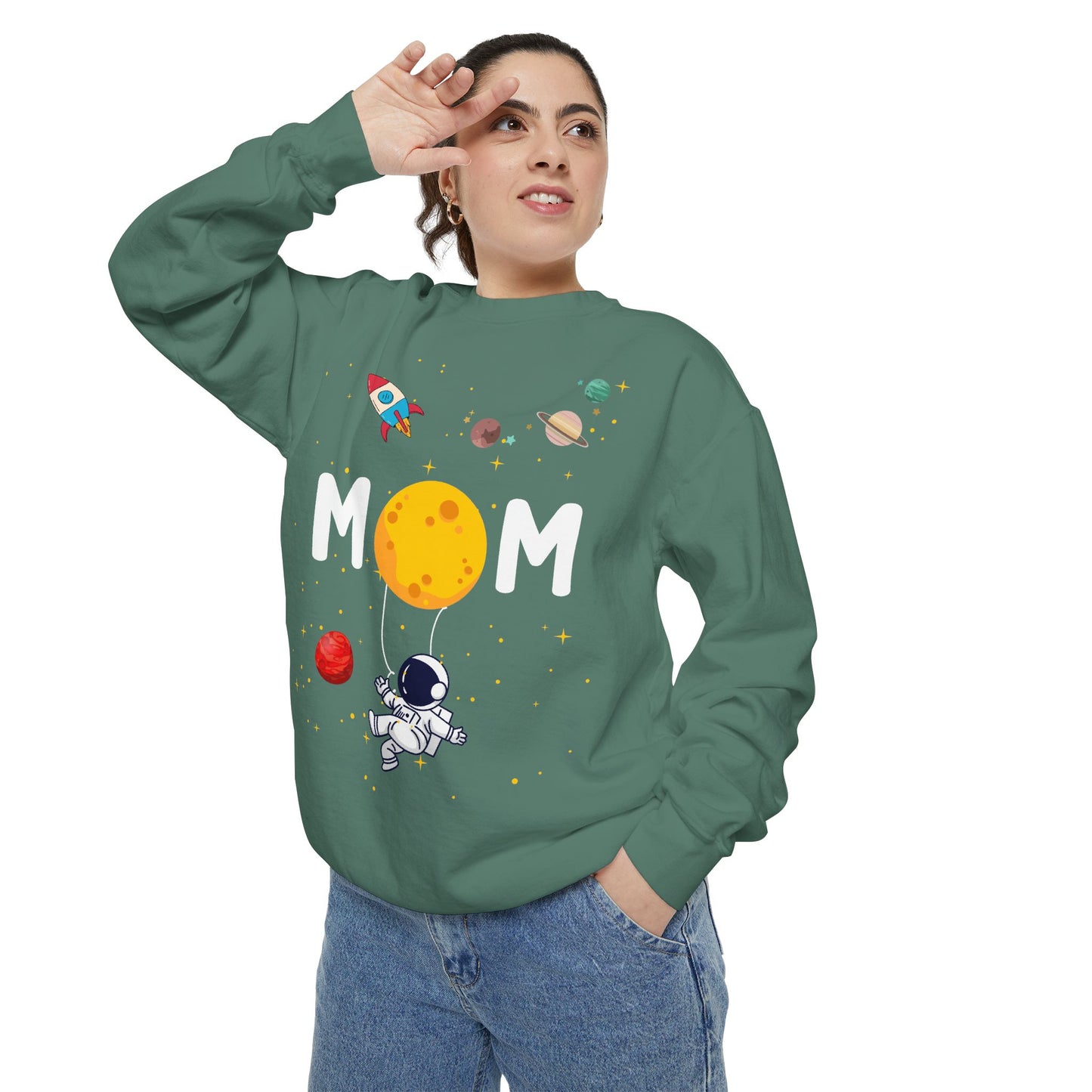 Astronaut Mom Garment-Dyed Sweatshirt | Space-Themed Gift for Mothers - 11838