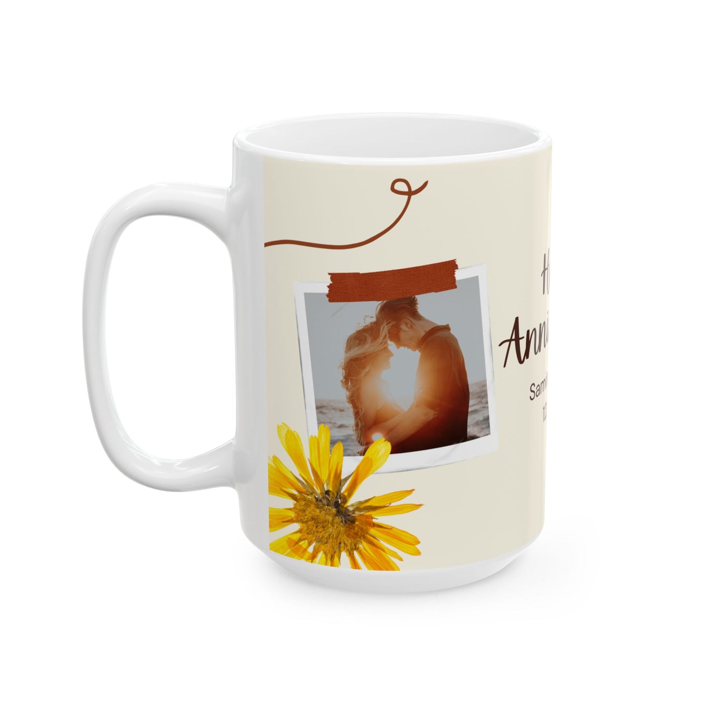 Happy Anniversary, Couple's Photos, Customizable - Ceramic Mug, (11oz, 15oz) - 11047