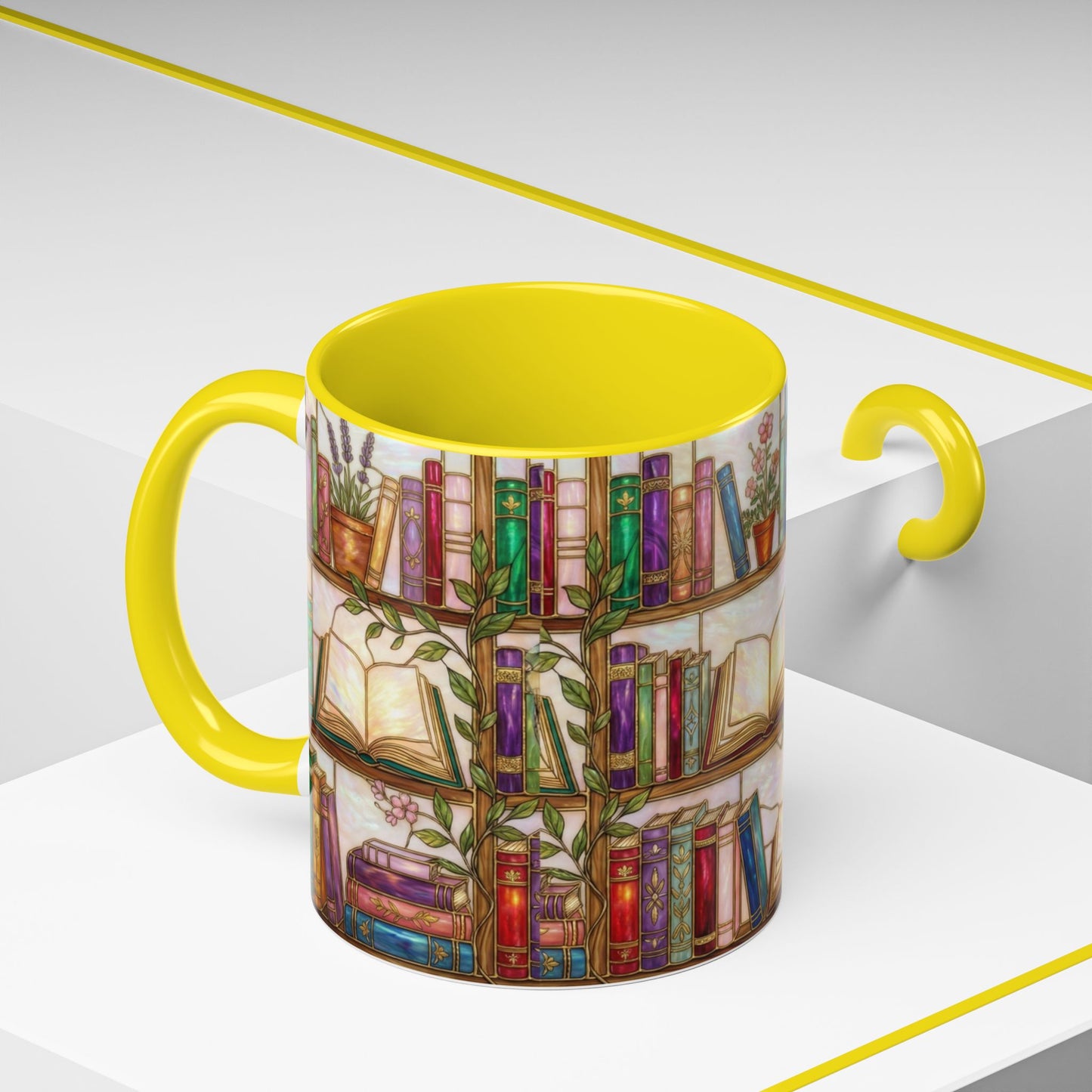 Bookish Accent Coffee Mug — Stained Glass Design (11/15 oz) - 14528