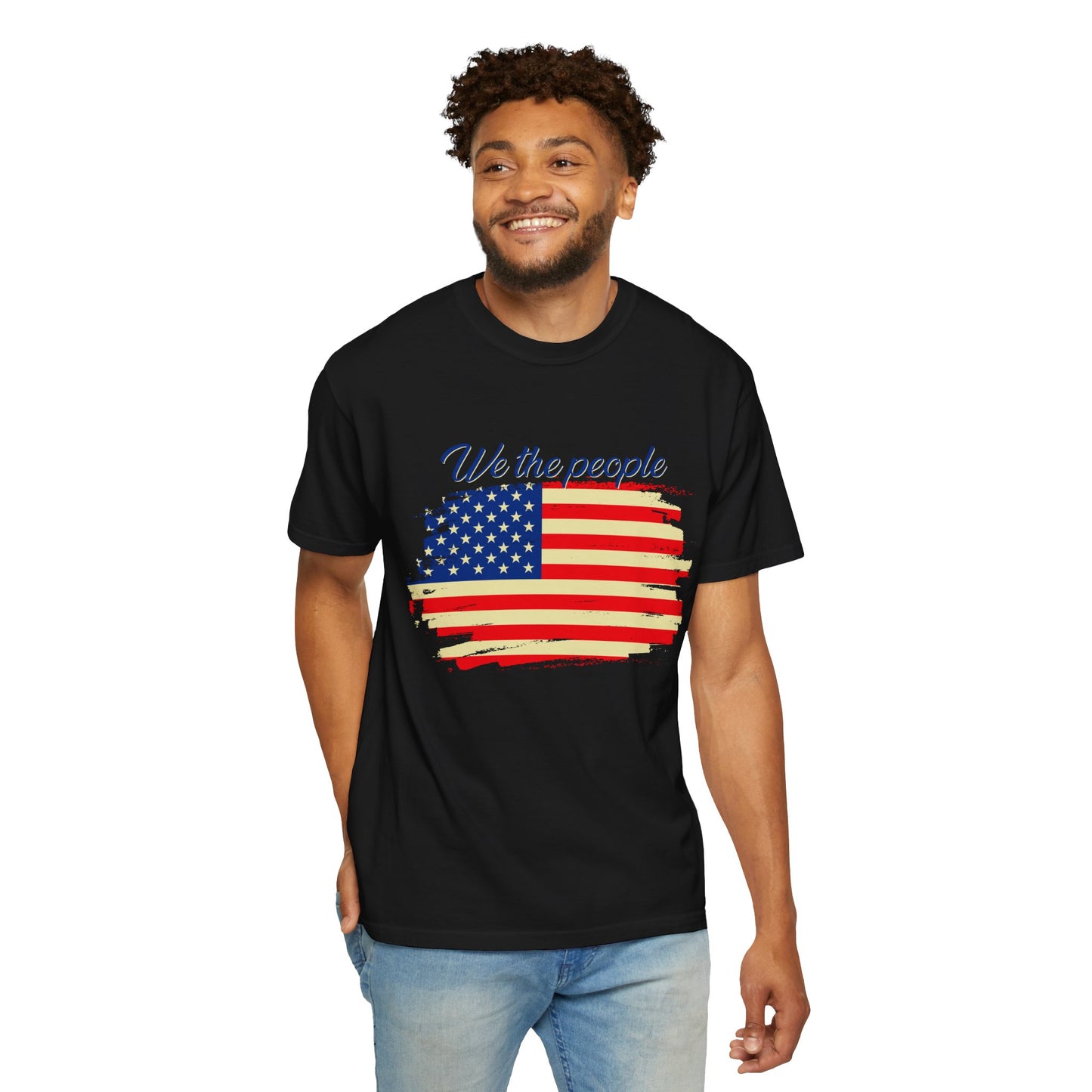 Patriotic Garment-Dyed T-Shirt - We the People, Independence Day Gift, Casual Wear, Constitution Day, Freedom Apparel - 13691