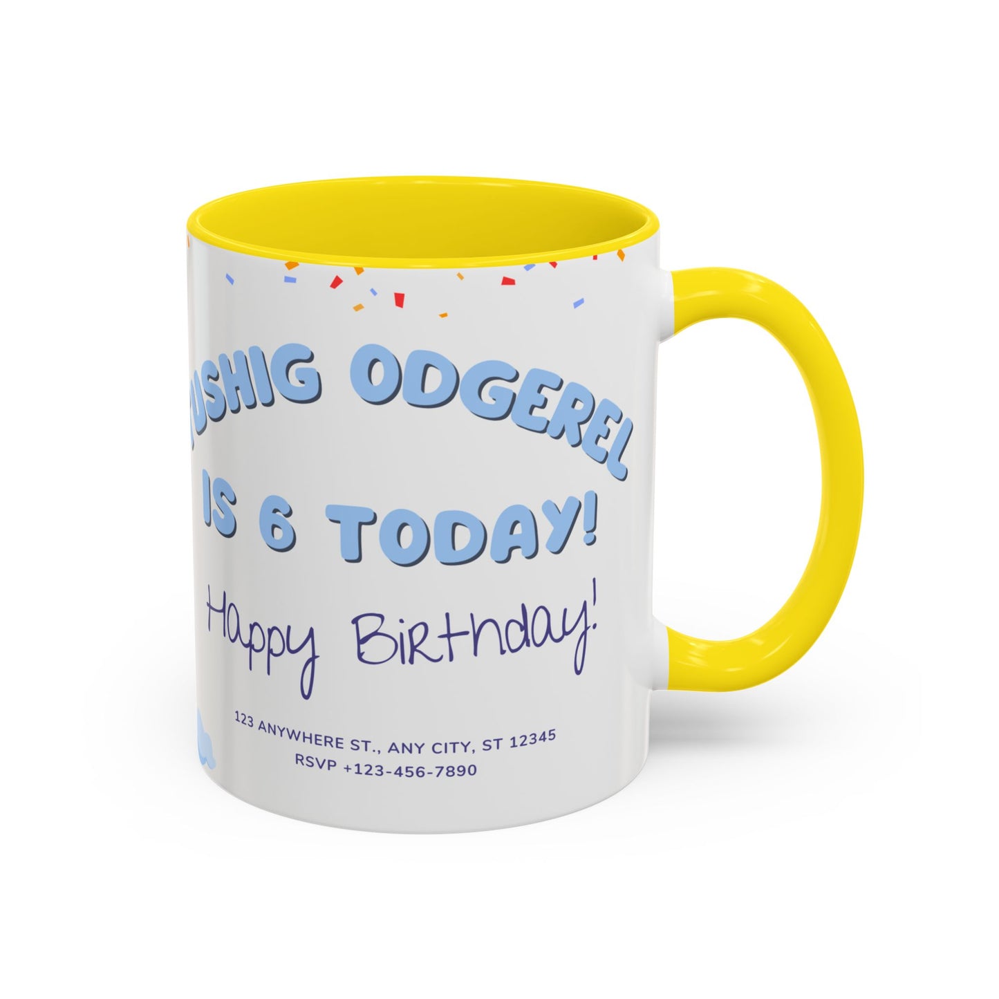 Happy 6th Birthday to A Boy Pilot, Details Customizable - Accent Coffee Mug (11, 15oz) - 11233