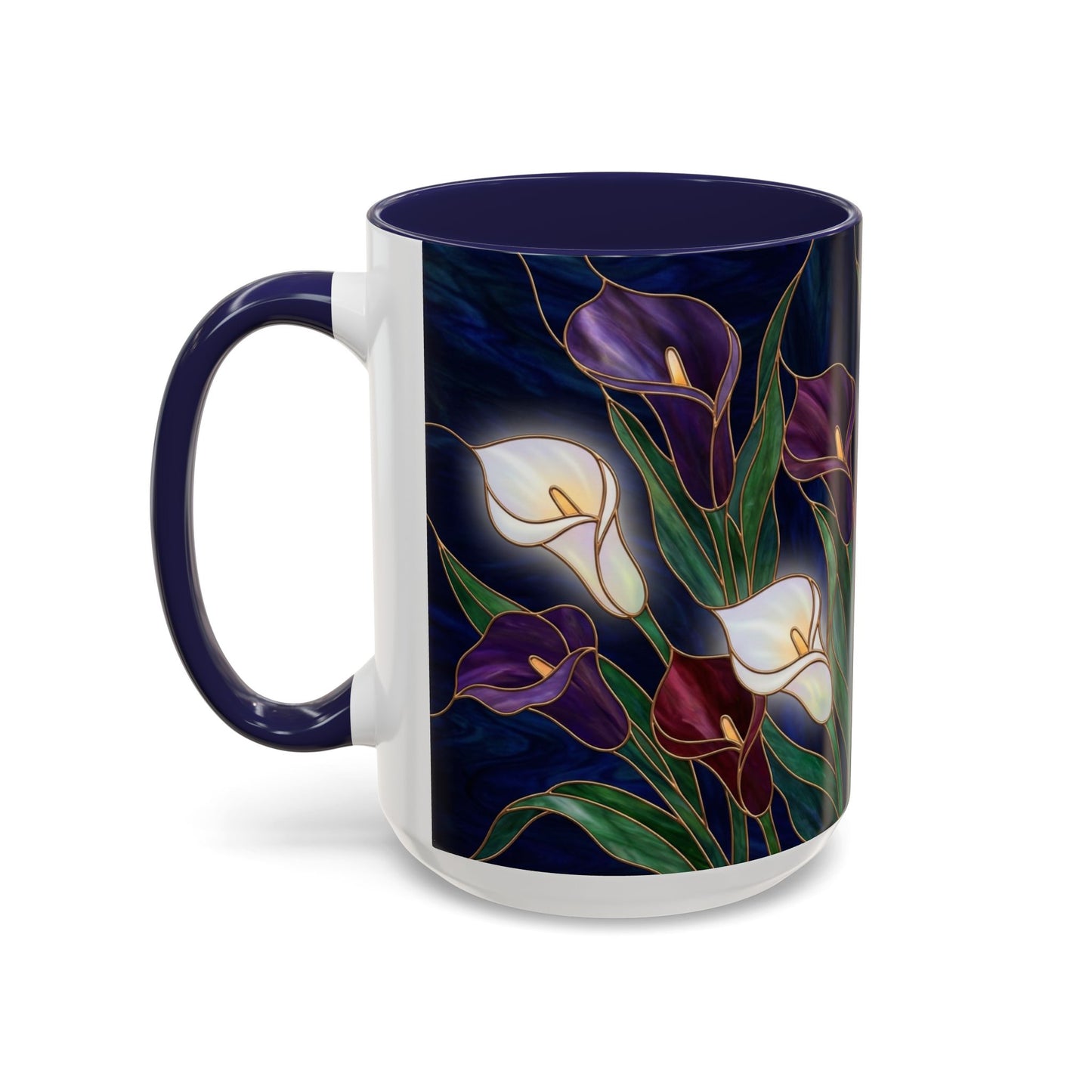 Calla Lily Floral Coffee Mug — Stained Glass Design (11/15oz) - 14557