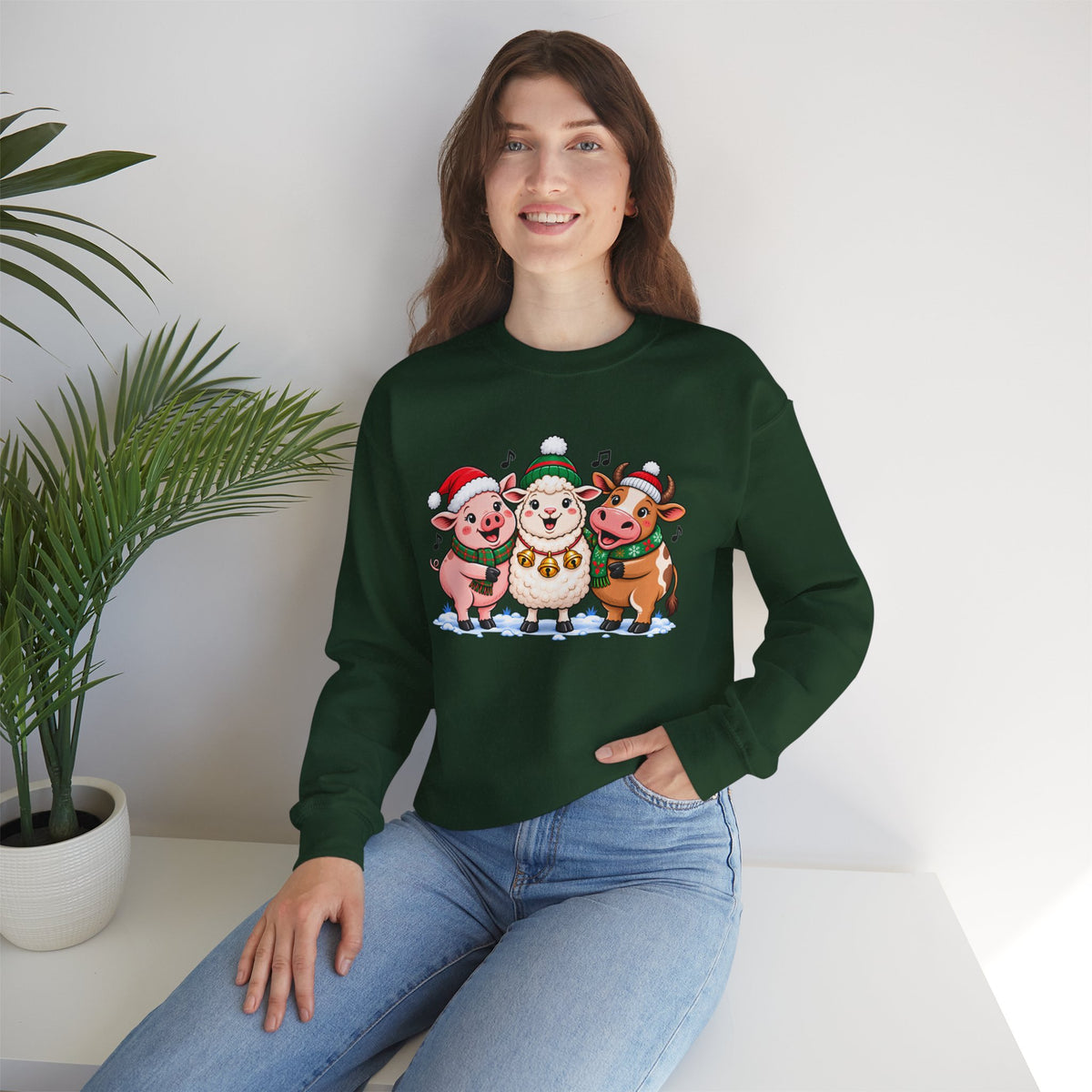 Christmas Farm Animal Friends Sweatshirt, Cute Holiday Crewneck - 14560