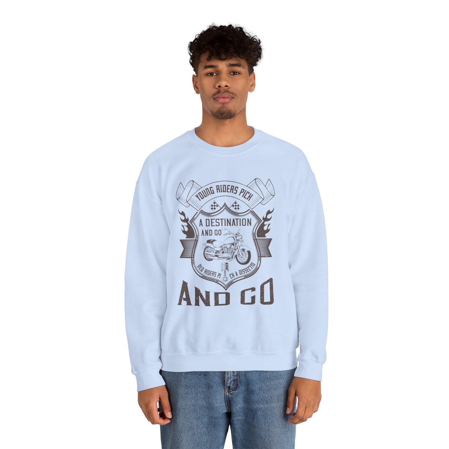 Young Riders Pick a Destination and Go, Old Riders Pick a Dissection and Go - Unisex Heavy Blend™ Crewneck Sweatshirt - 12328