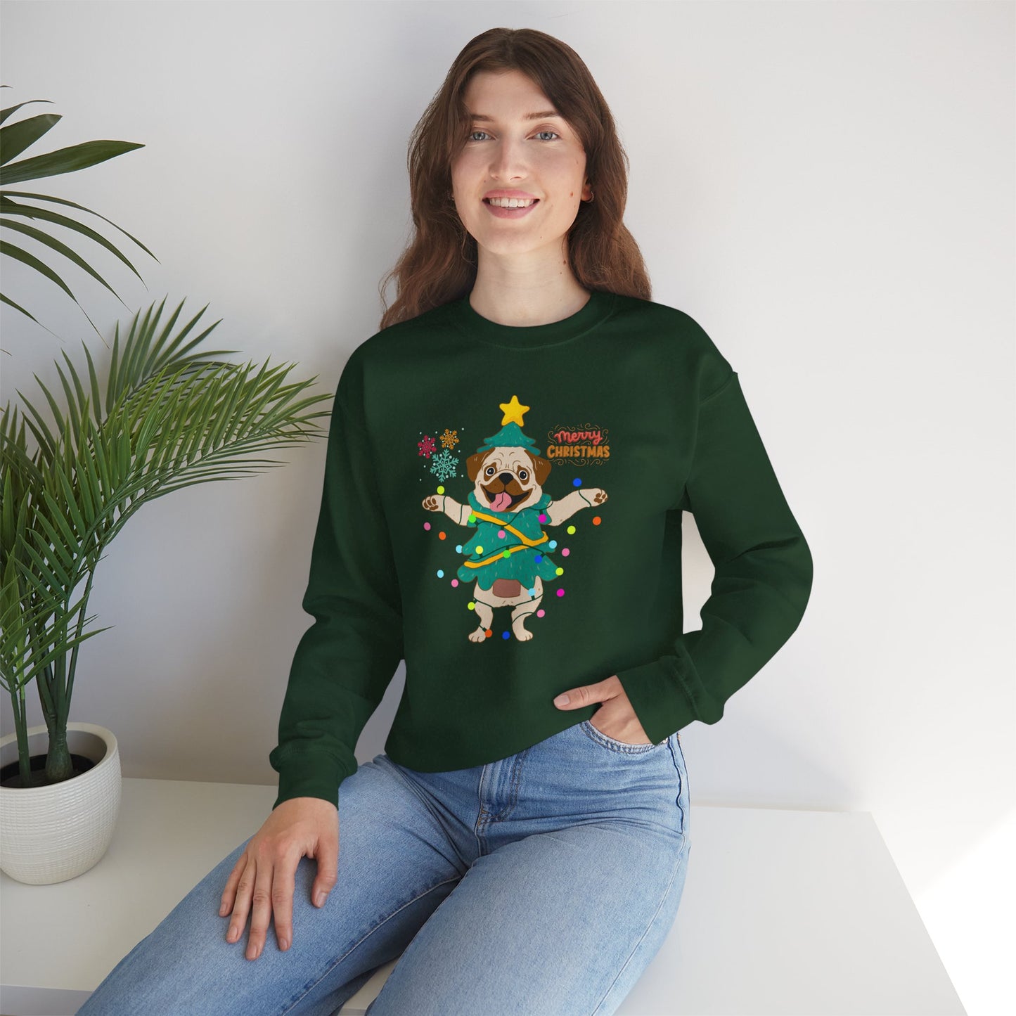 Pug, Merry Christmas - Unisex Heavy Blend™ Crewneck Sweatshirt - 10307