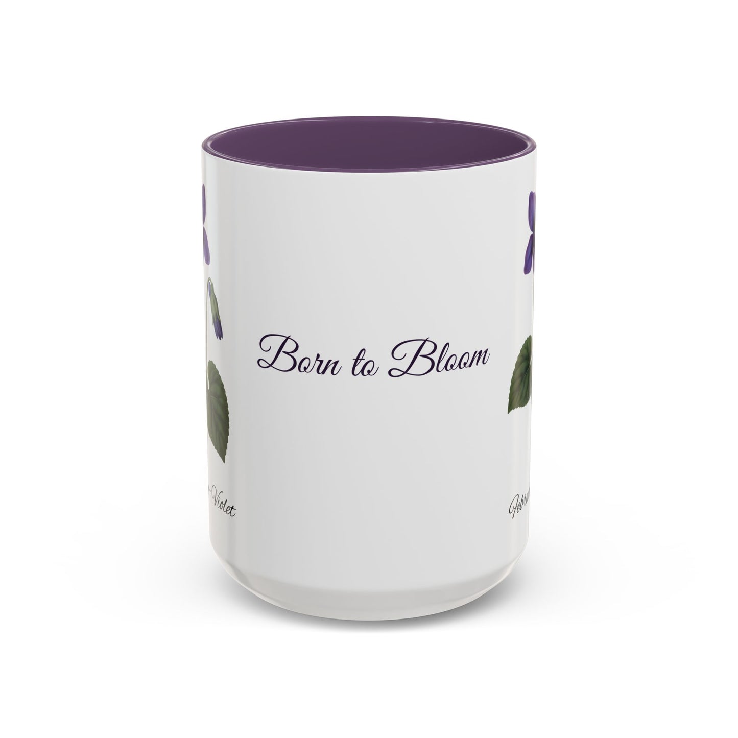 February Birth Flower Violet Mug – Personalized Name Coffee Cup - 14695