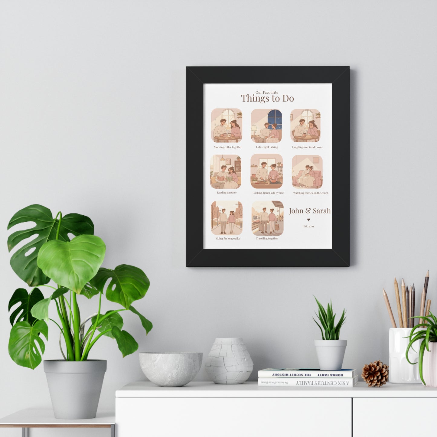 Framed Poster – “Our Favourite Things to Do” Personalized Couple Print | Valentine’s Gift - 14707