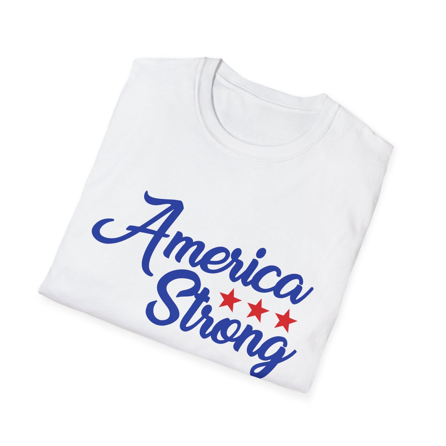 America Strong Unisex Softstyle T-Shirt - Patriotic Tee for BBQs, Memorial Day, 4th of July, Gift for Him/Her, Casual Wear - 13694