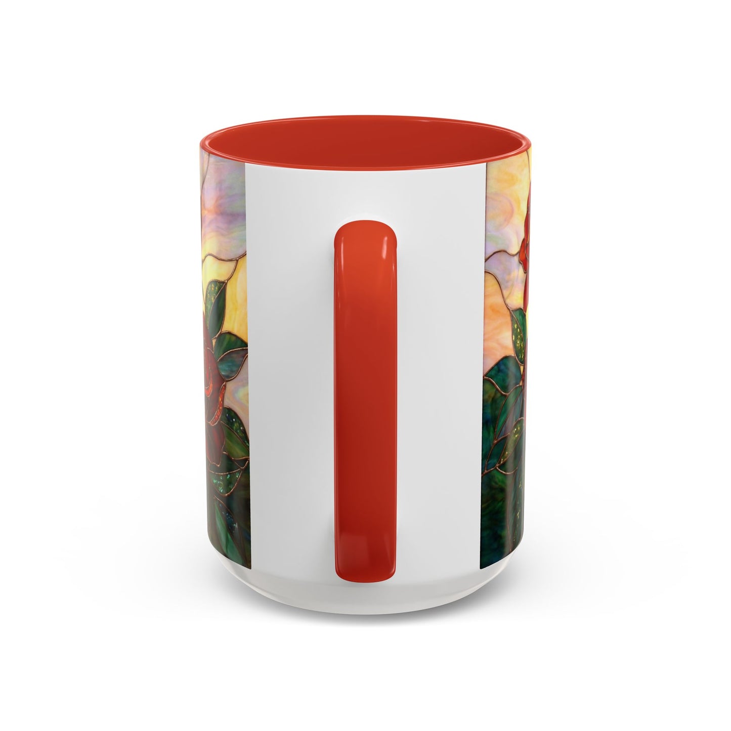 Rose Stained Glass Accent Coffee Mug – Red Roses Floral 11/15oz - 14539