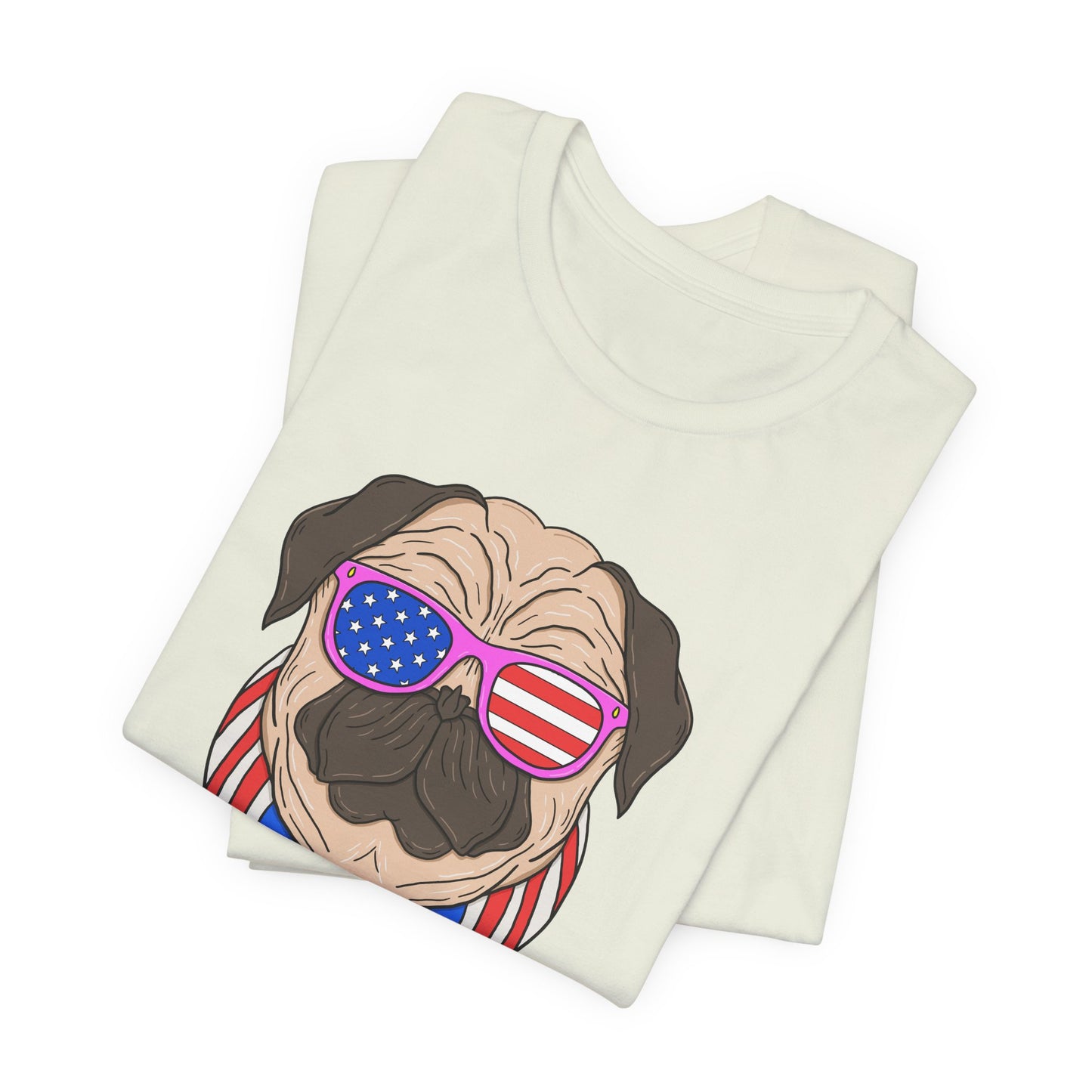Patriotic Pug Tee, Independence Day T-Shirt, Dog Lovers Gift, Summer Casual Wear, Fun Family Outing Shirt - 13733