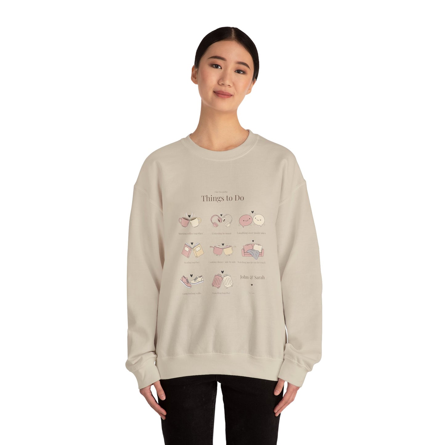 Our Favourite Things to Do Together – Personalised Illustration Crewneck Sweatshirt | Valentine’s Gift - 14726