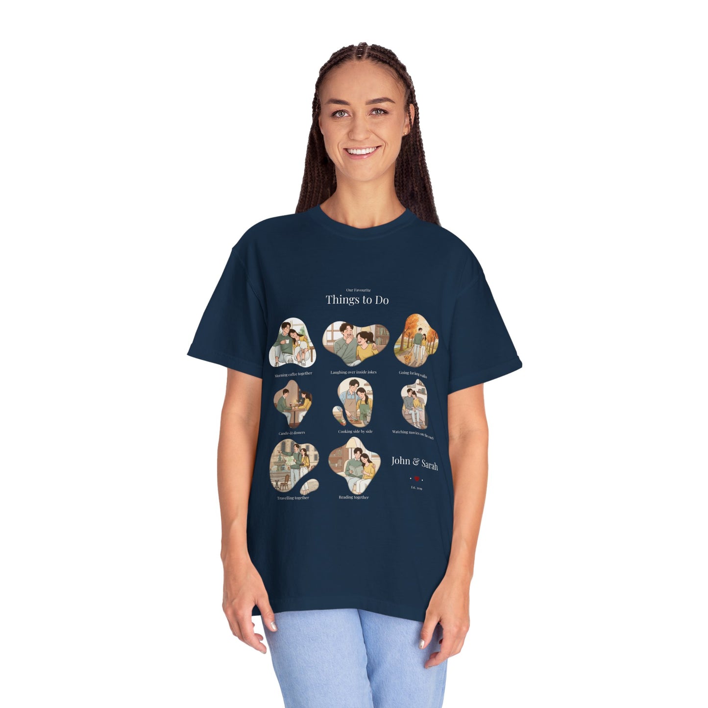 Our Favourite Things to Do Together – Personalised Valentine’s Illustration T-Shirt Gift - 14721