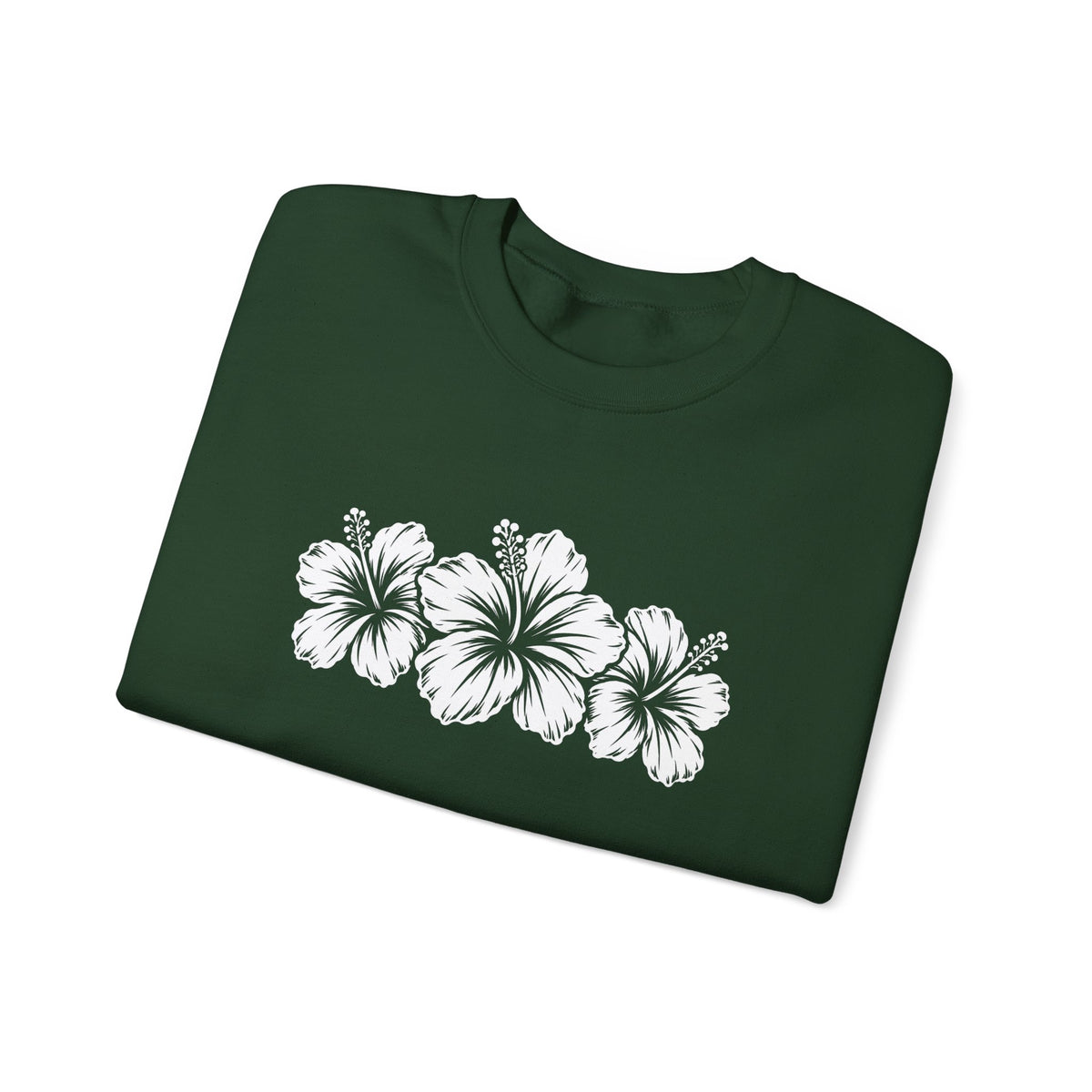 Hibiscus Floral Crewneck Sweatshirt,  Tropical Flower Graphic - 14996
