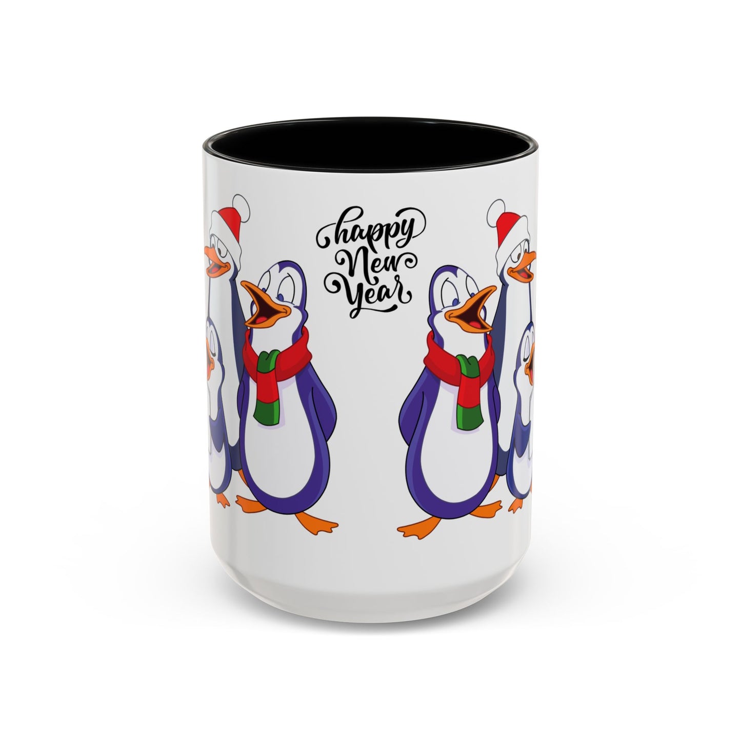 Penguins, Happy New Year - Accent Coffee Mug (11, 15oz) - 10291