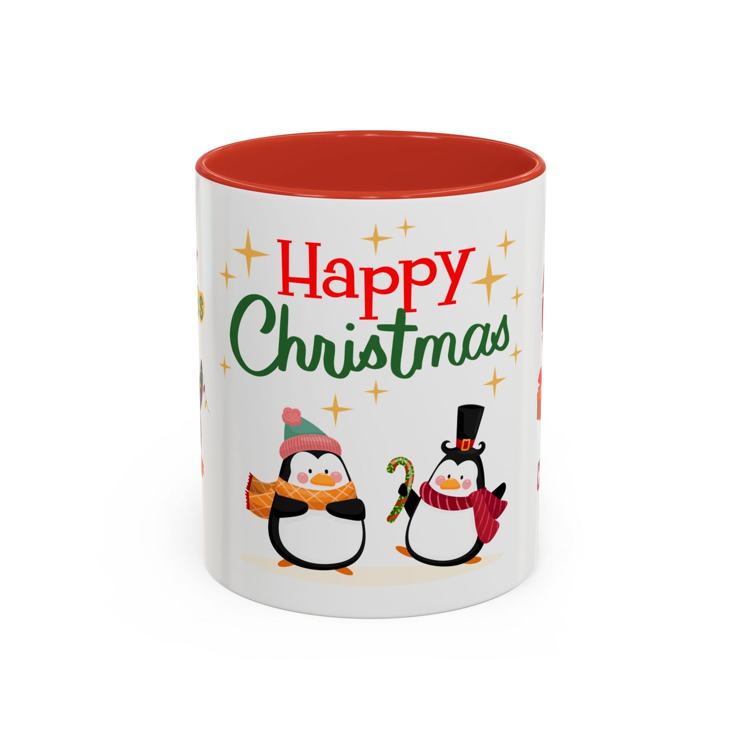 Penguins, Merry Christmas - Accent Coffee Mug (11, 15oz)