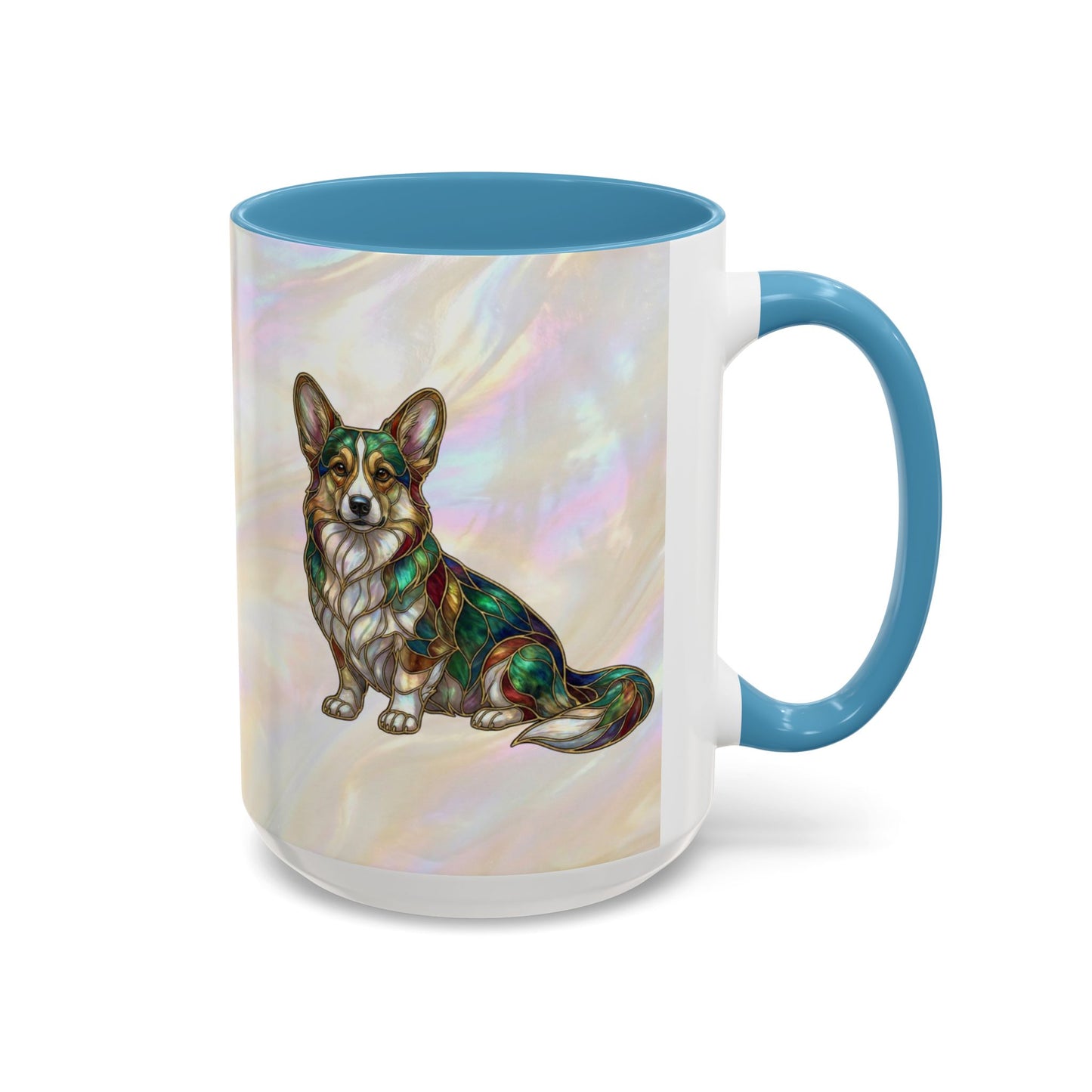 Corgi Accent Coffee Mug -Stained Glass Style (11/15oz) - 14627
