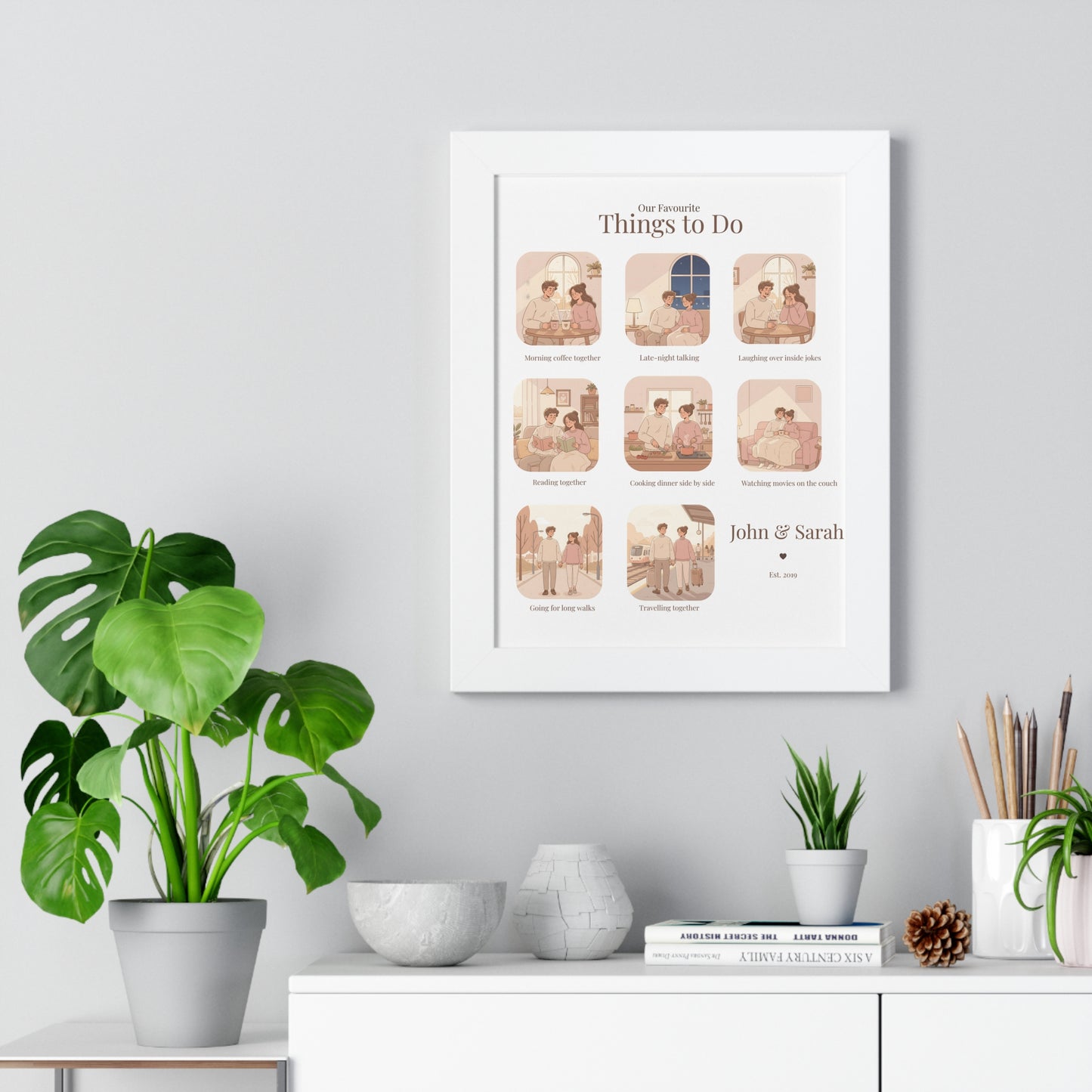 Framed Poster – “Our Favourite Things to Do” Personalized Couple Print | Valentine’s Gift - 14707