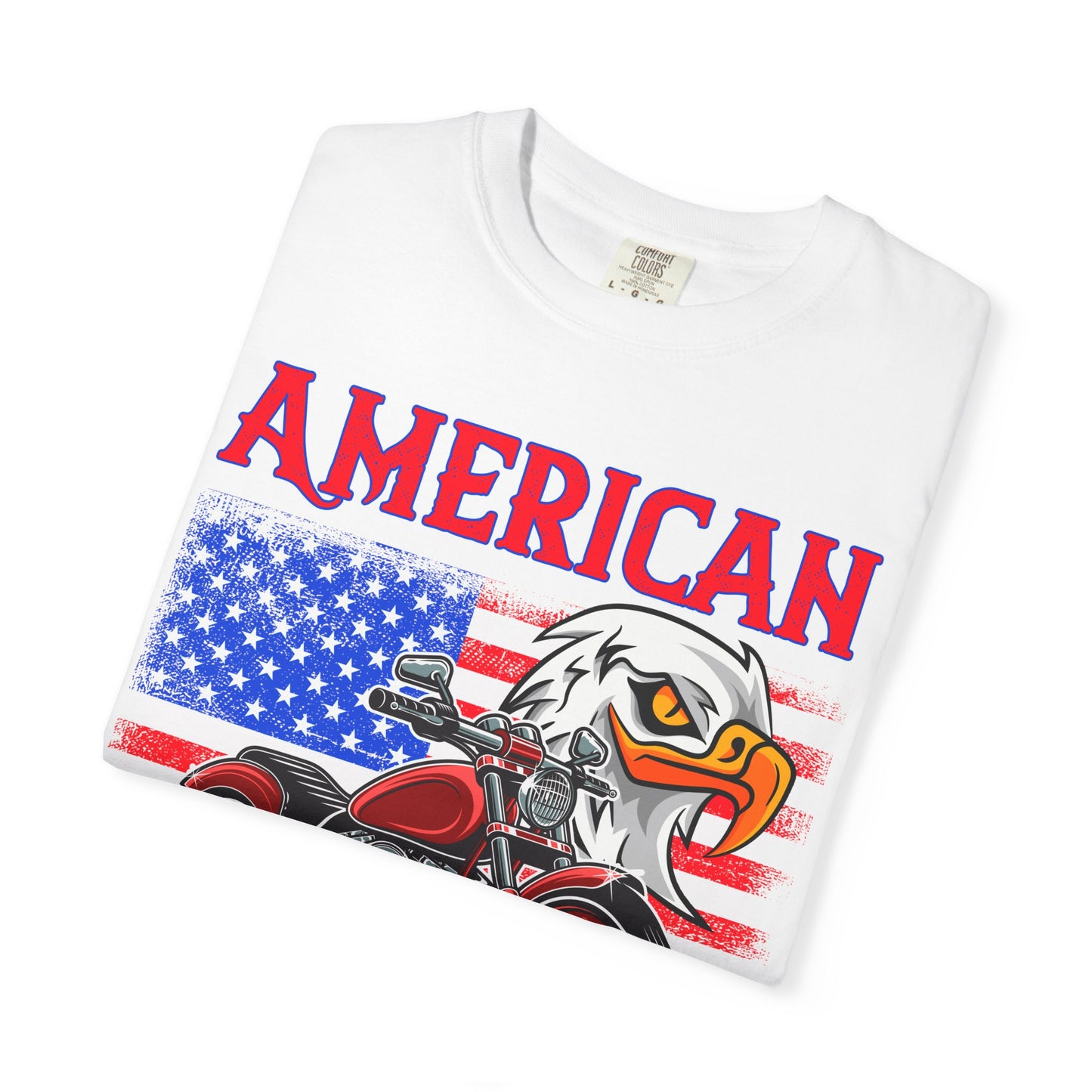 American Classic Tee, Unisex Garment-Dyed T-shirt, Biker Gift, Patriotic Apparel, Rider and Eagle Fashion, Vintage Style - 13658