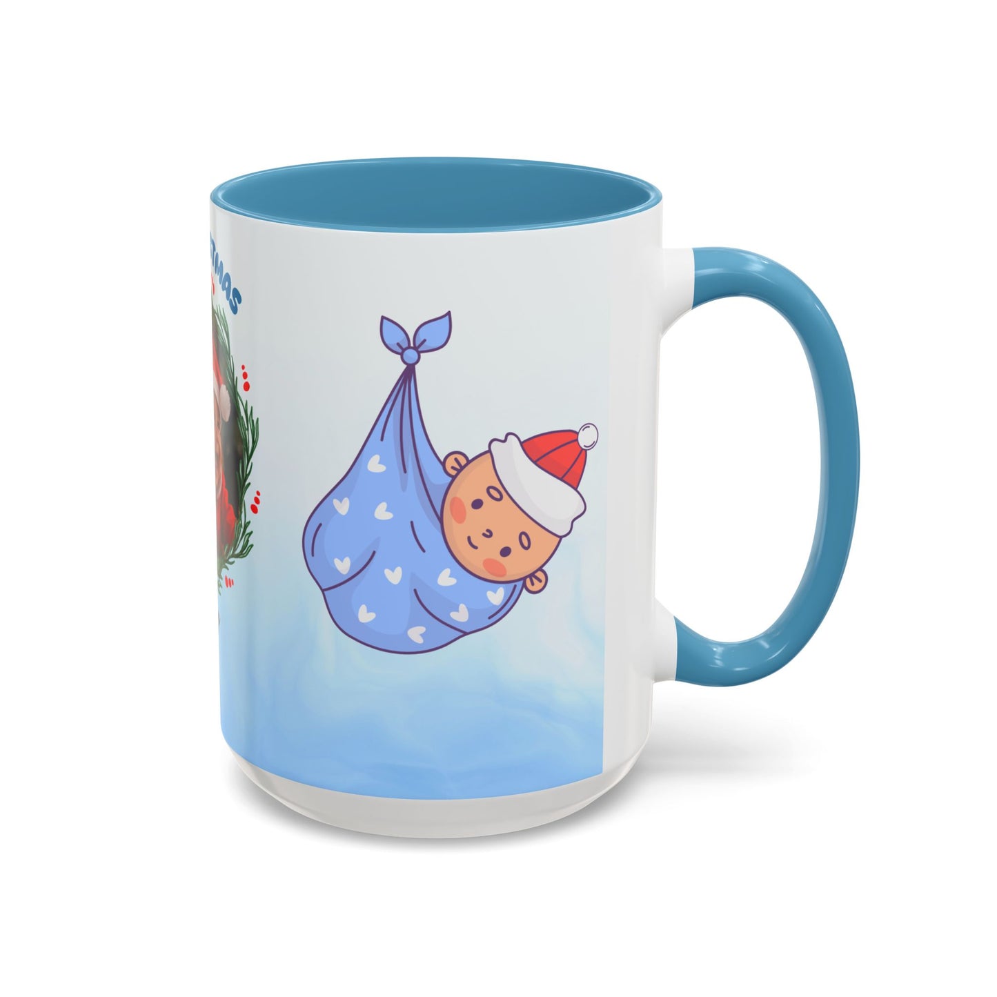 First Christmas, Baby Boy, Customizable - Accent Coffee Mug (11, 15oz) - 10073