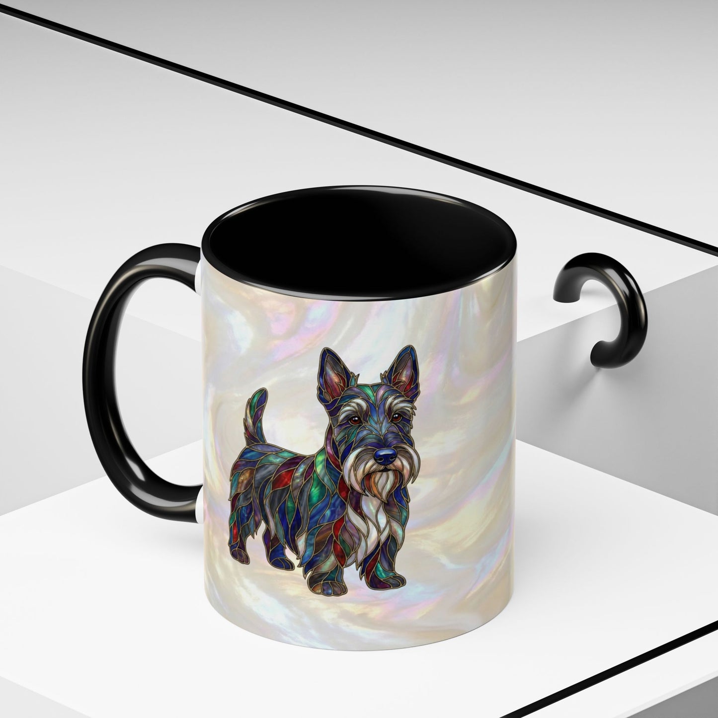 Scottish Terrier Accent Coffee Mug – Stained Glass Design 11/15oz - 14644