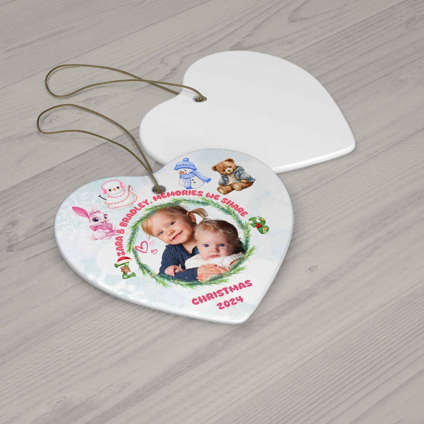 Christmas, Family Photos, Customizable - Ceramic Ornament, 4 Shapes - 10036