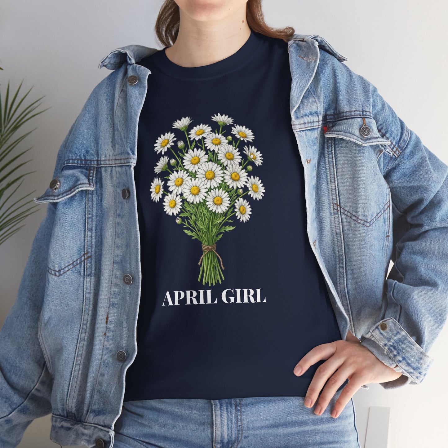 Personalized April Daisy Bouquet T-Shirt – Birth Flower Gift for Her - 14840