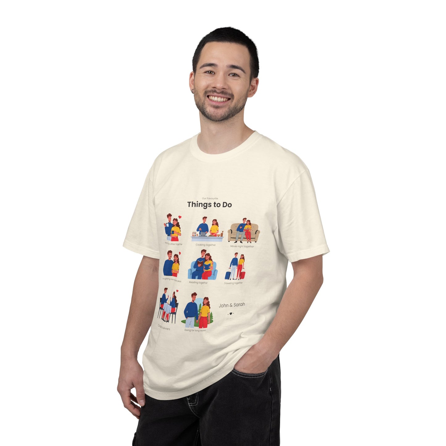 Our Favourite Things to Do Together – Personalised Valentine’s Illustration T-Shirt Gift - 14722