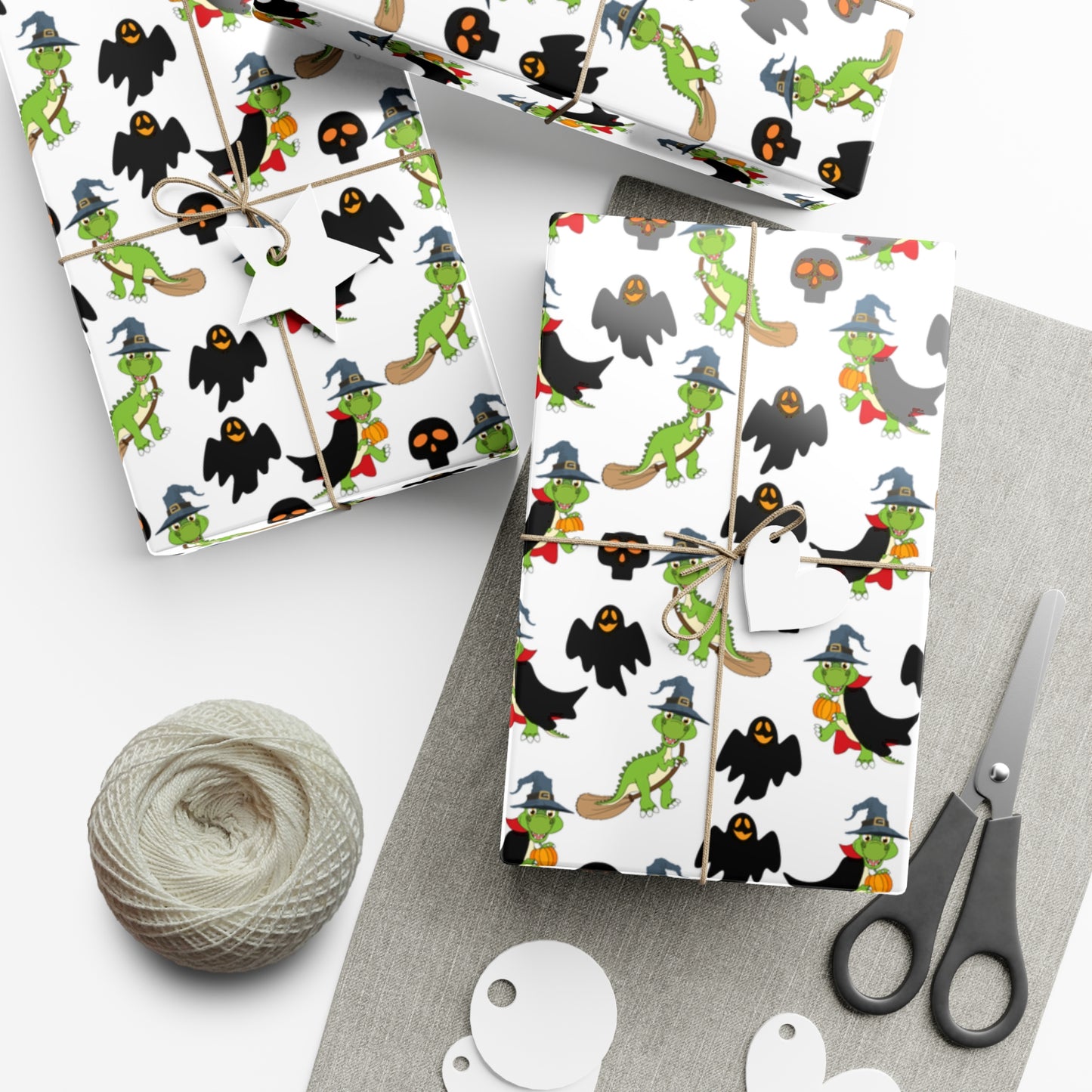 Green Dinosaur Witch  - Gift Wrap Papers