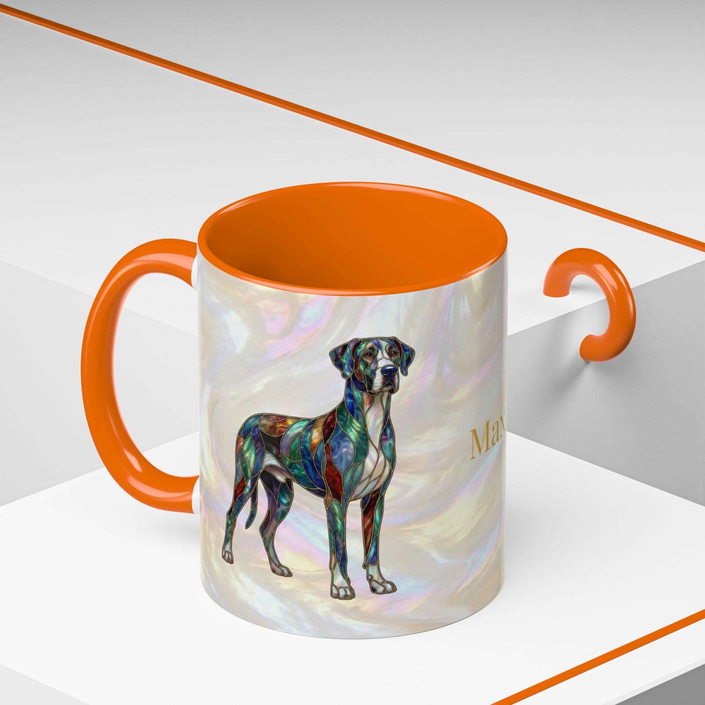 Personalized Great Dane Dog Mug — Stained Glass Design (11/15 oz) - 14550