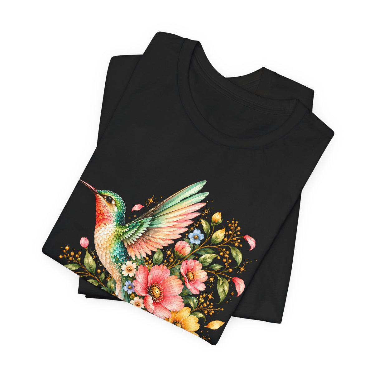Colorful Hummingbird Floral T-Shirt, Nature Lover Tee - 14516