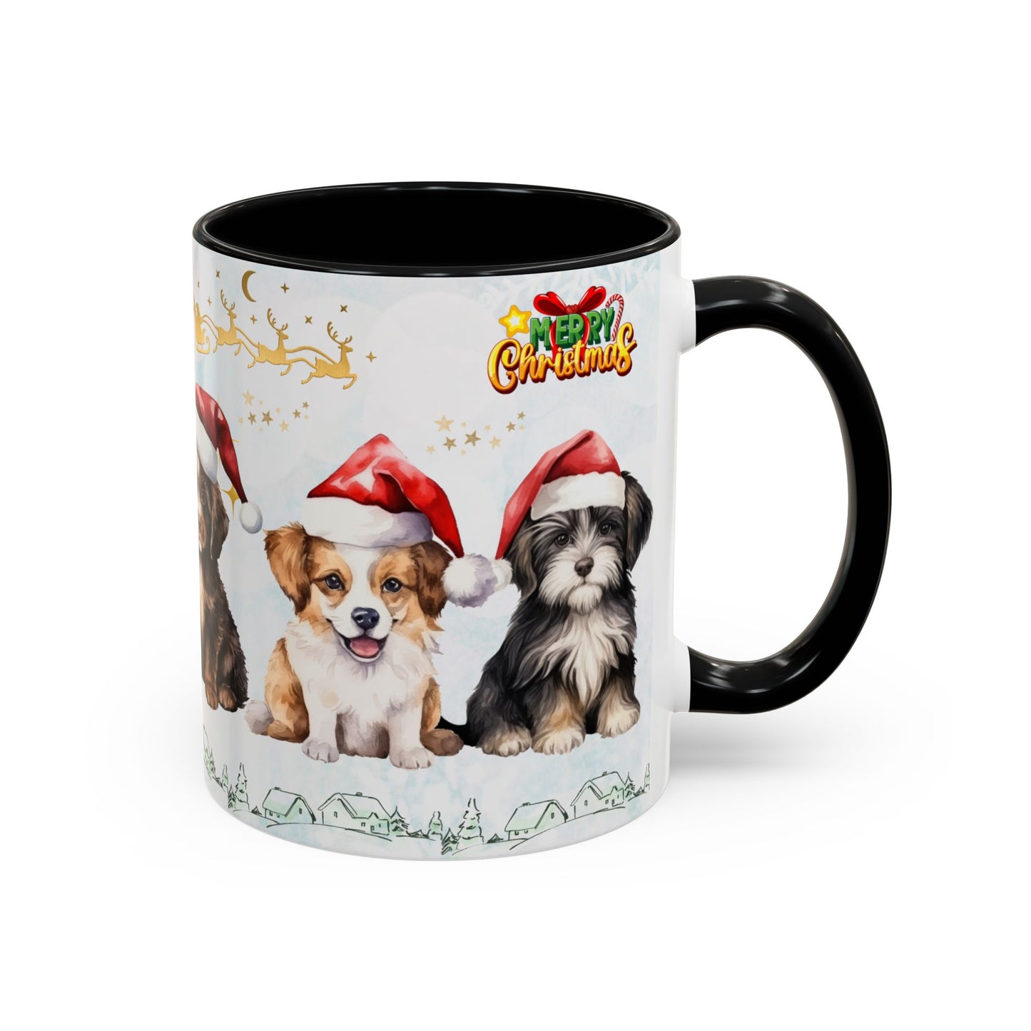 Merry Christmas, Puppies - Accent Coffee Mug (11, 15oz)