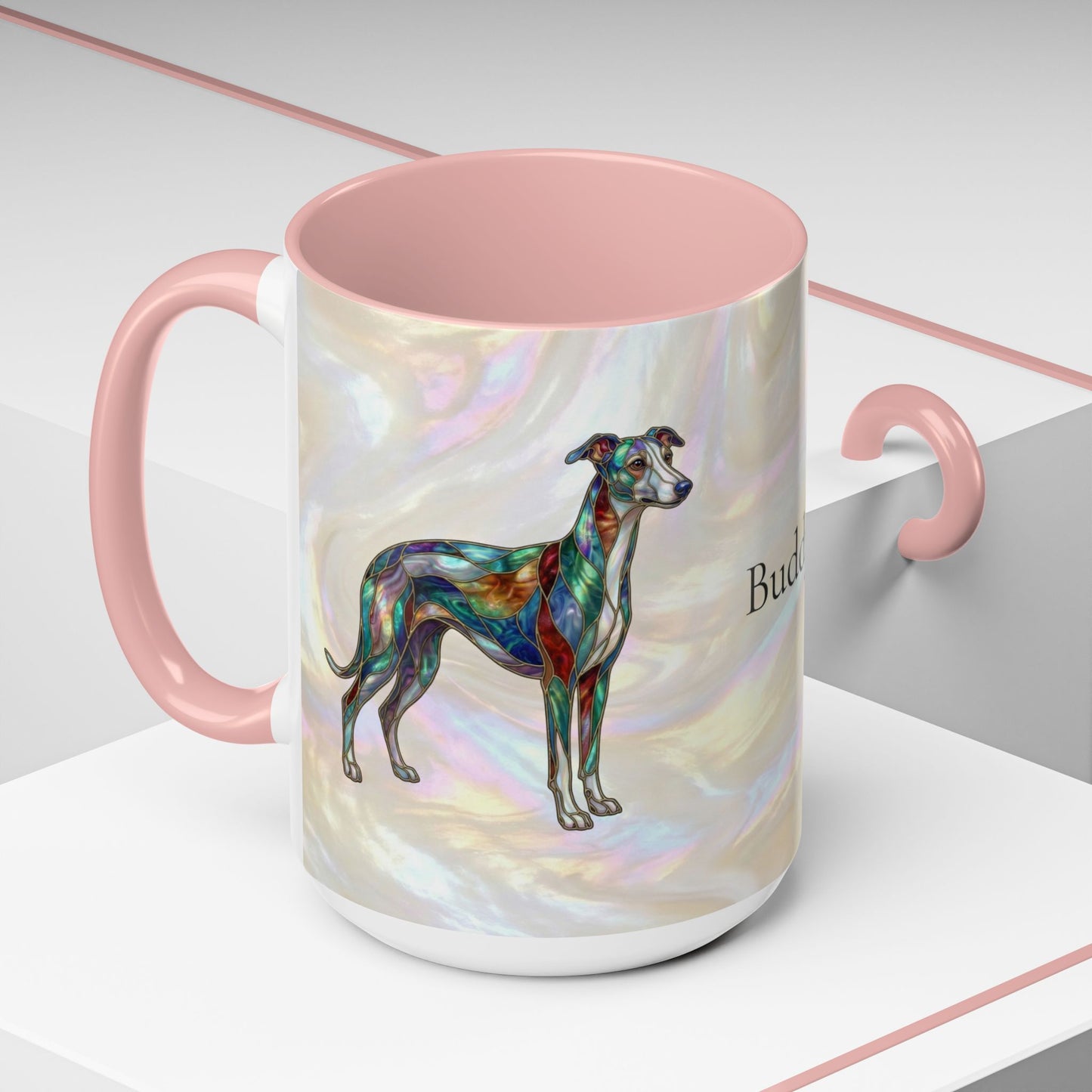 Whippet Accent Coffee Mug – Stained Glass Design 11/15oz - 14652