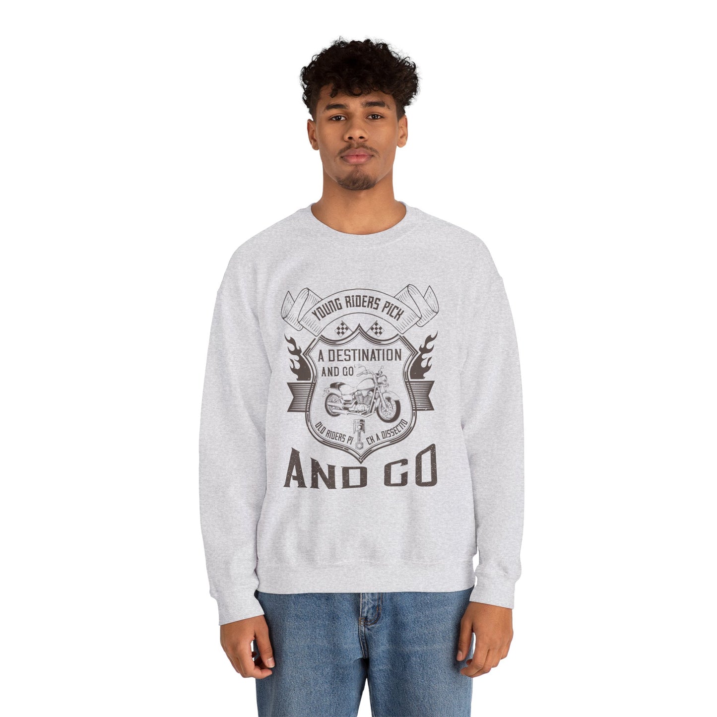 Young Riders Pick a Destination and Go, Old Riders Pick a Dissection and Go - Unisex Heavy Blend™ Crewneck Sweatshirt - 12328