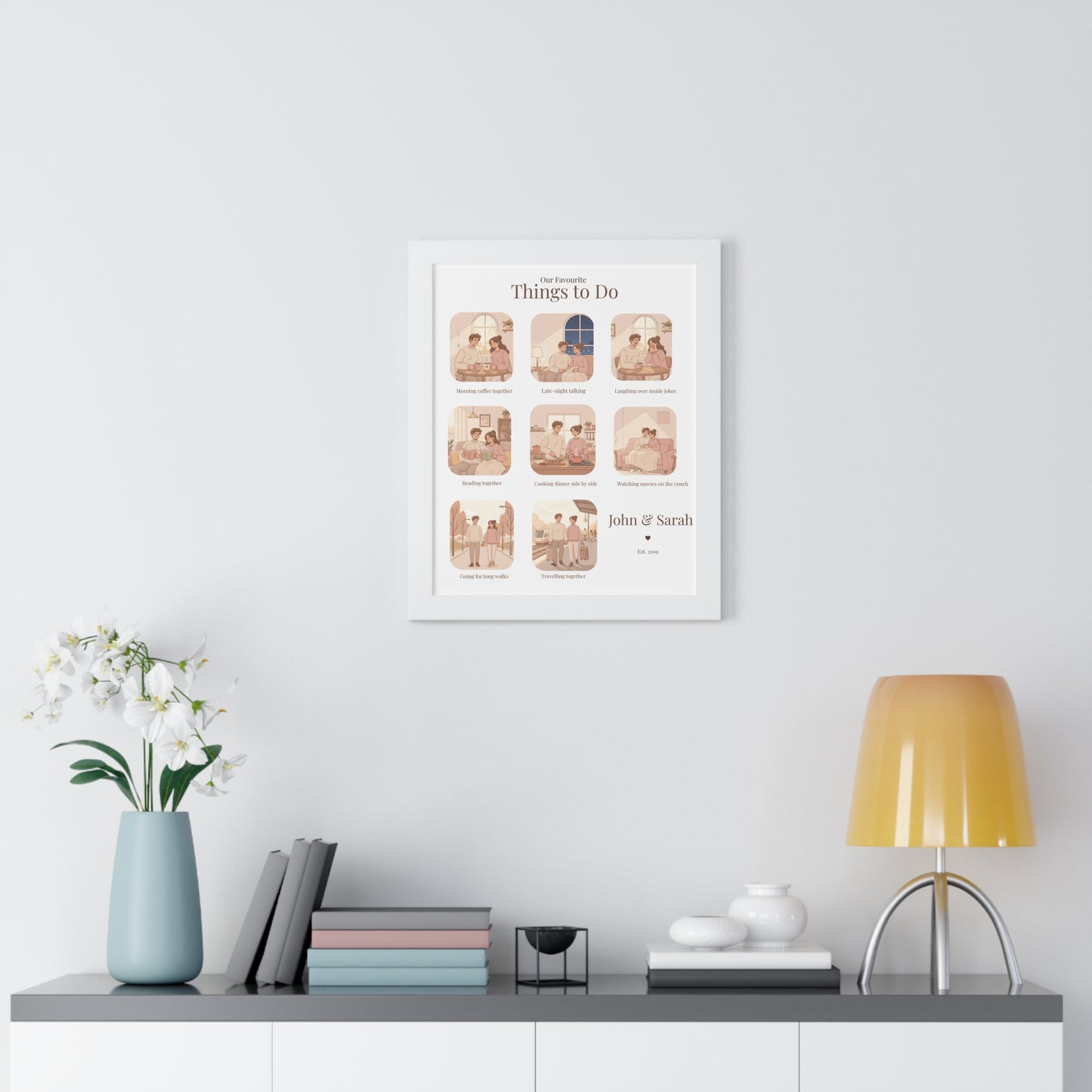 Framed Poster – “Our Favourite Things to Do” Personalized Couple Print | Valentine’s Gift - 14707