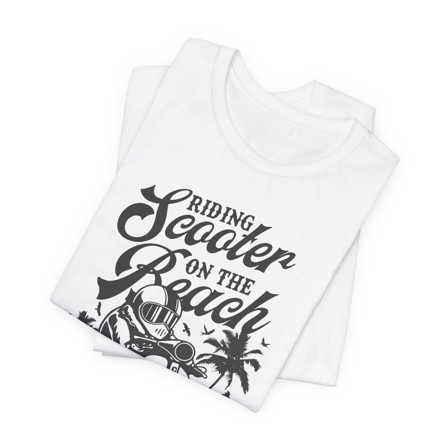 Riding Scooter on the Beach, Enjoy the Ride - Unisex Jersey Short Sleeve Tee