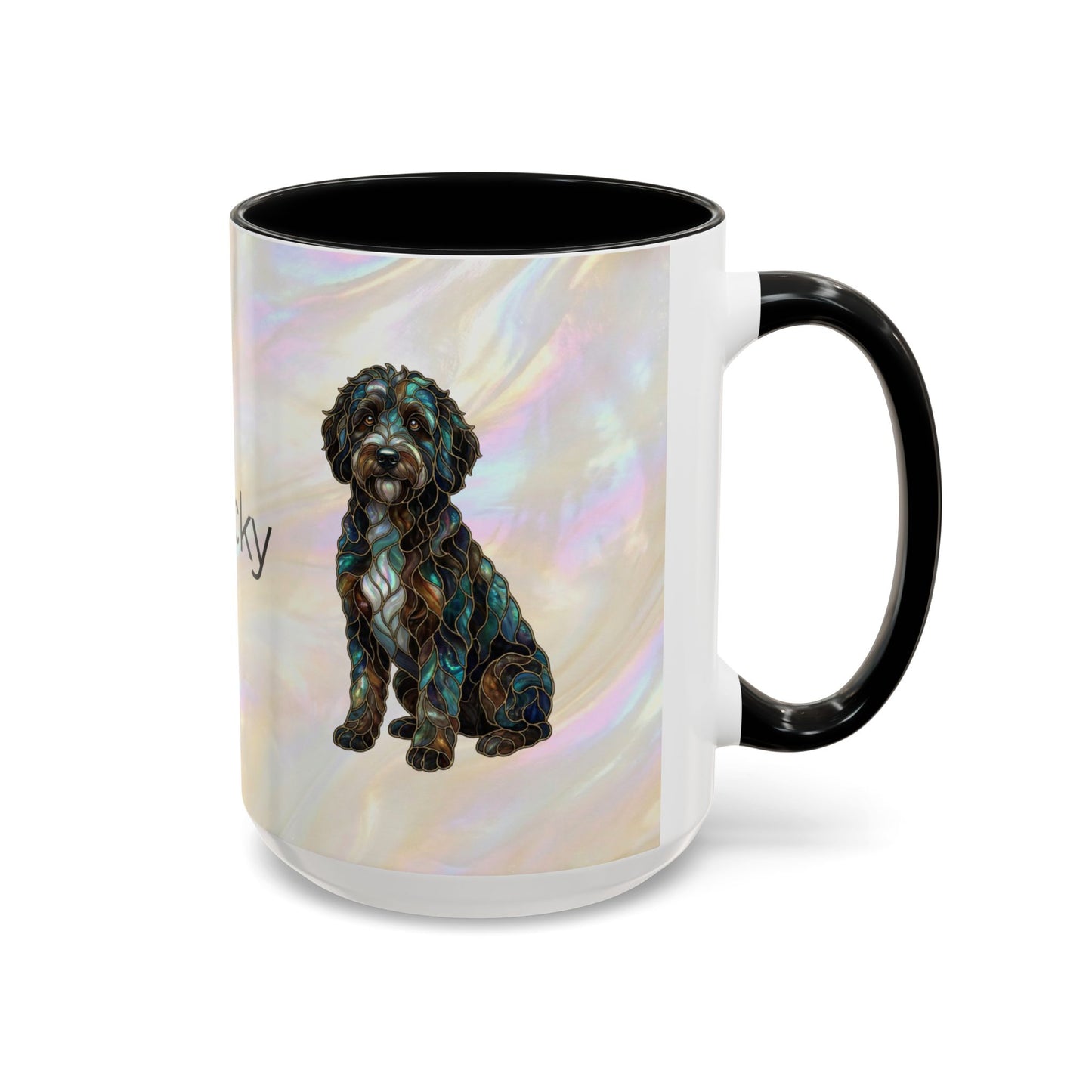 Portuguese Water Dog Accent Coffee Mug — Stained Glass Design (11/15oz) - 14655