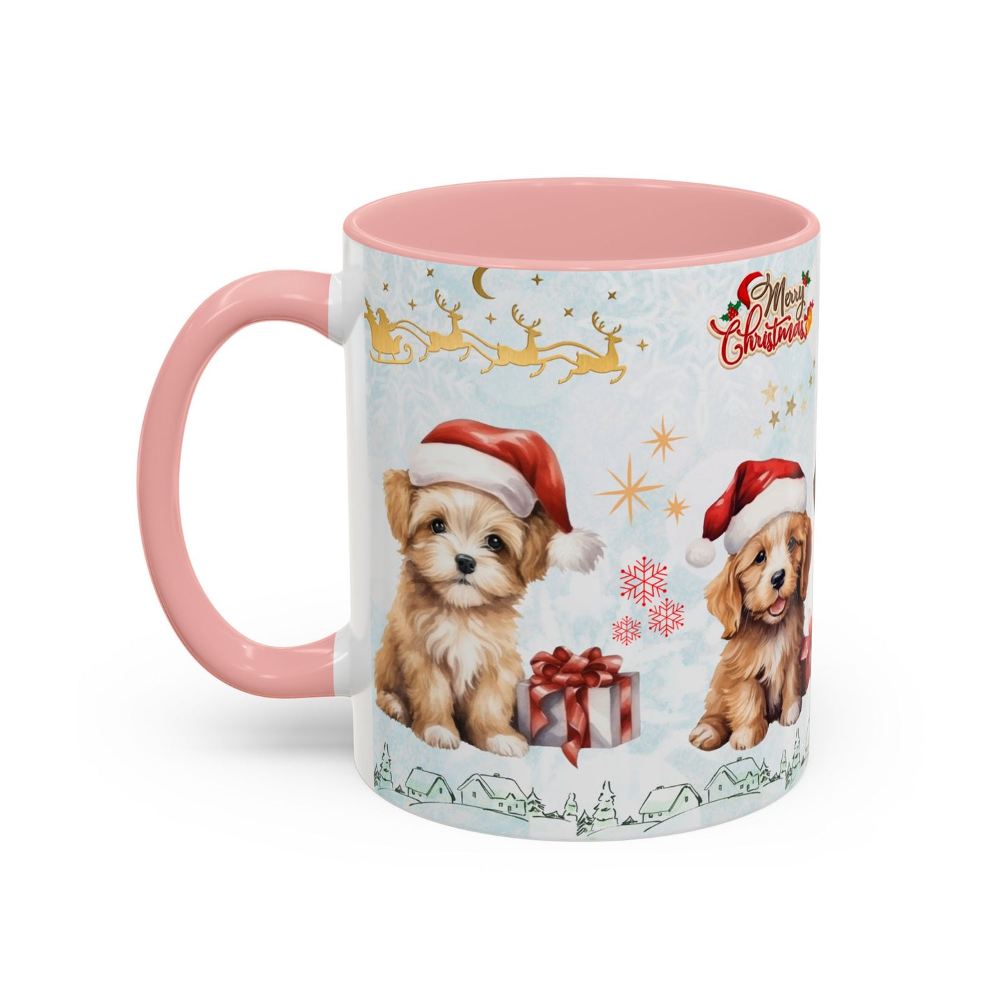 Merry Christmas, Puppies - Accent Coffee Mug (11, 15oz)