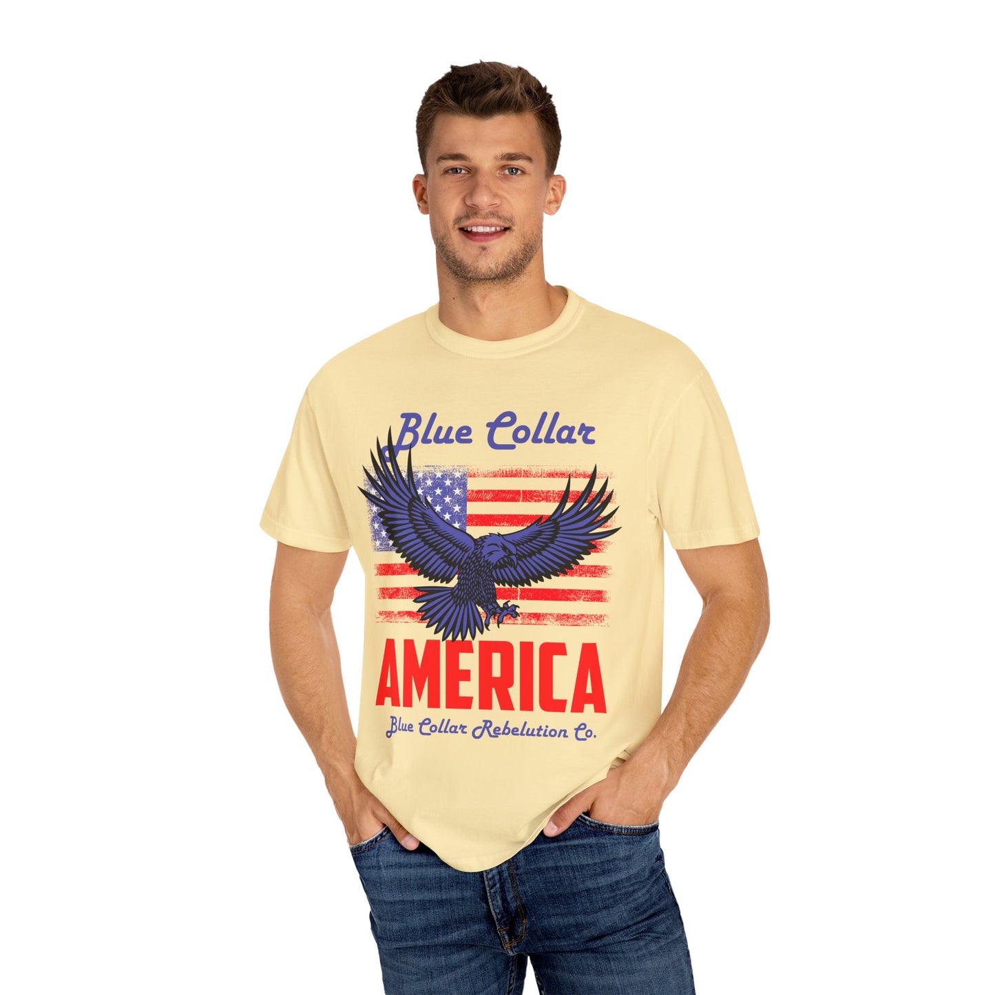 Unisex American Eagle Graphic Tee - Perfect for Patriotic Events, Casual Wear, 4th of July Gatherings, Gifts for Blue Collar Workers - 13695