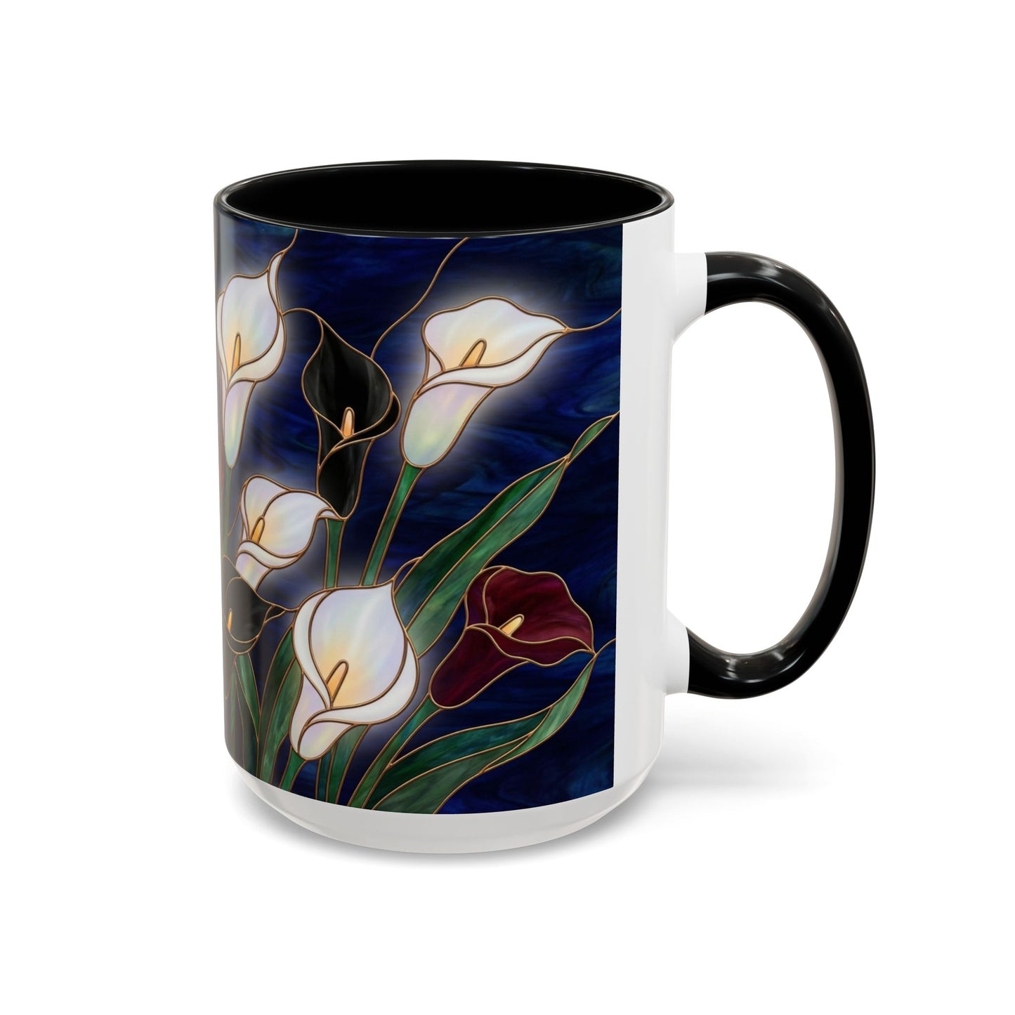 Calla Lily Floral Coffee Mug — Stained Glass Design (11/15oz) - 14557
